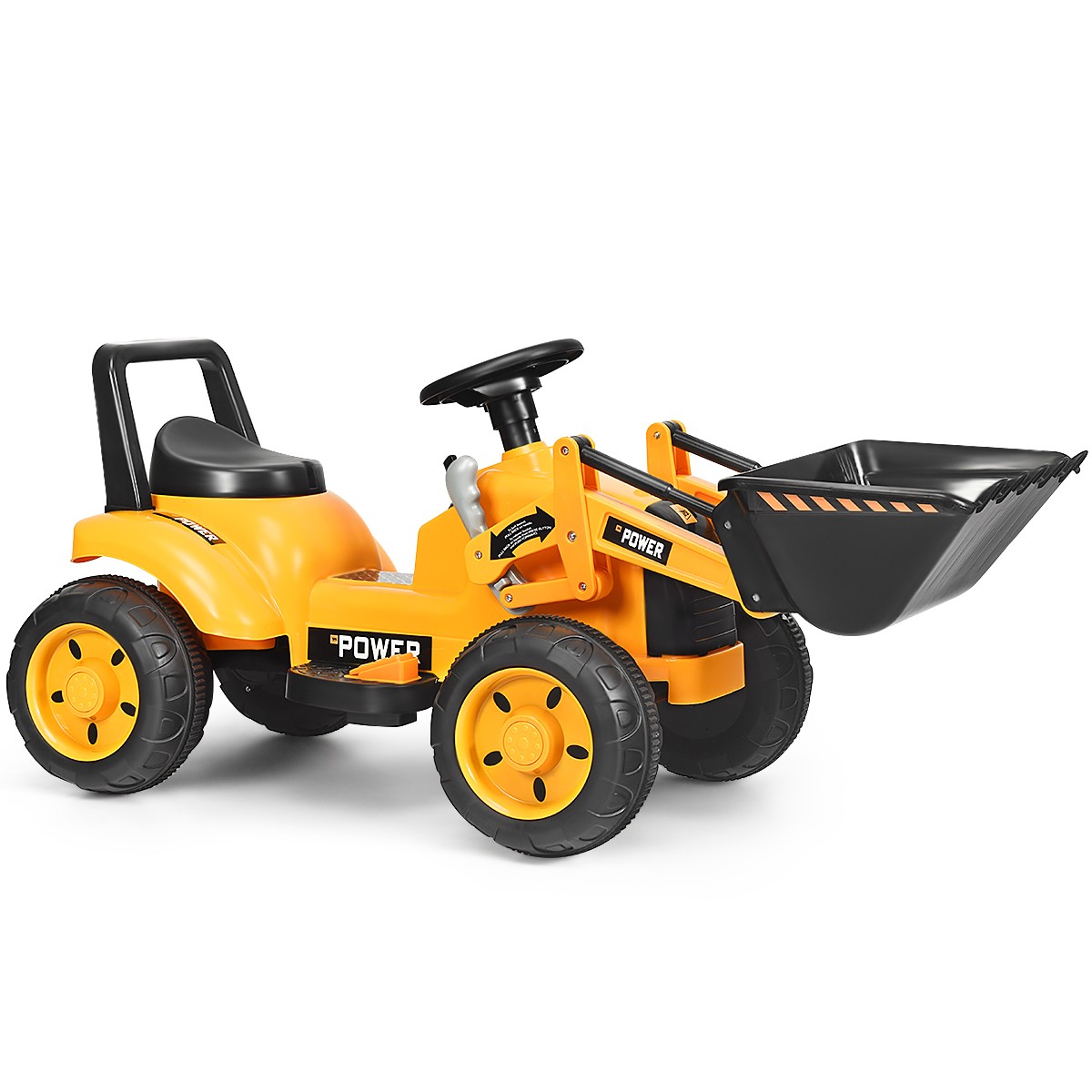 Kids Ride On Excavator Tractor w/Digging Bucket 6V Battery Powered Digger Yellow