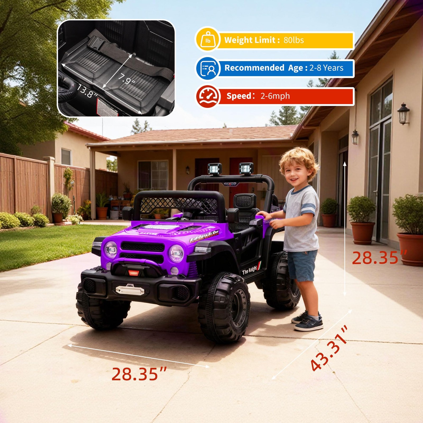 Kids Electric Ride-on Car, 12v Battery Truck with Dual Motors & Remote Control
