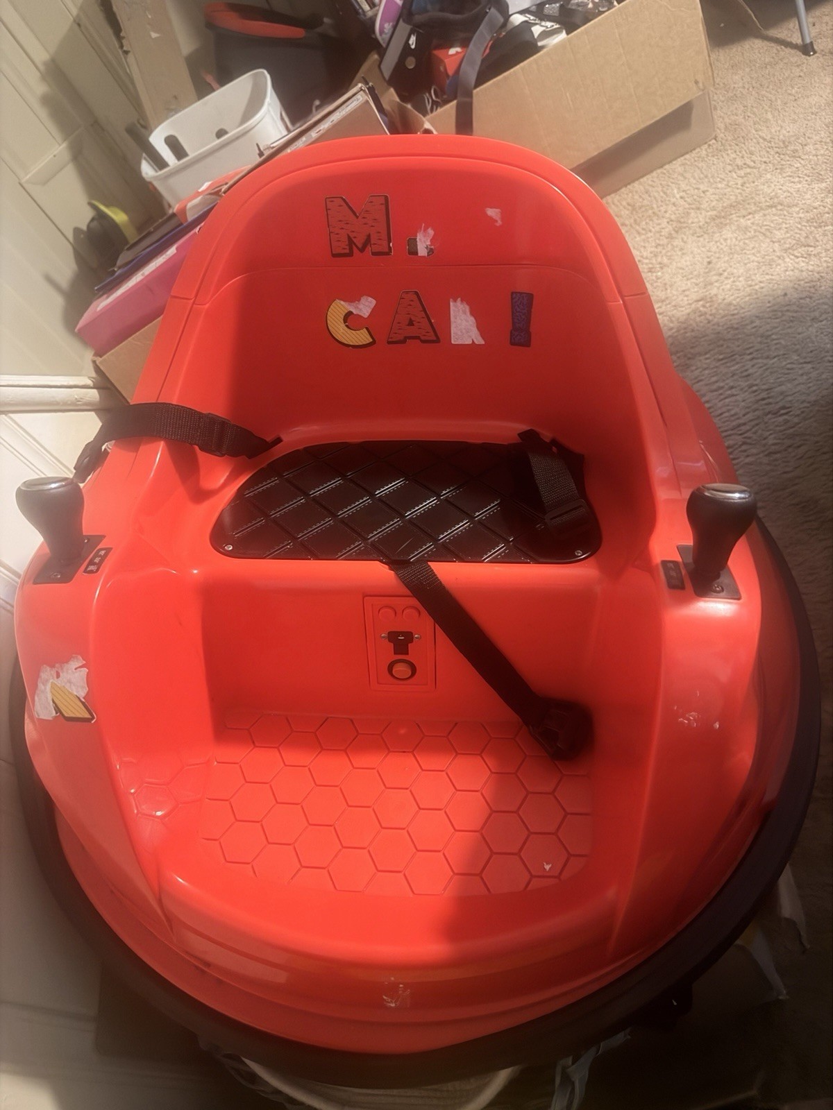 Red 12V Electric Kids Ride-On Bumper Car with Seat Belt, Cars Theme 3-6