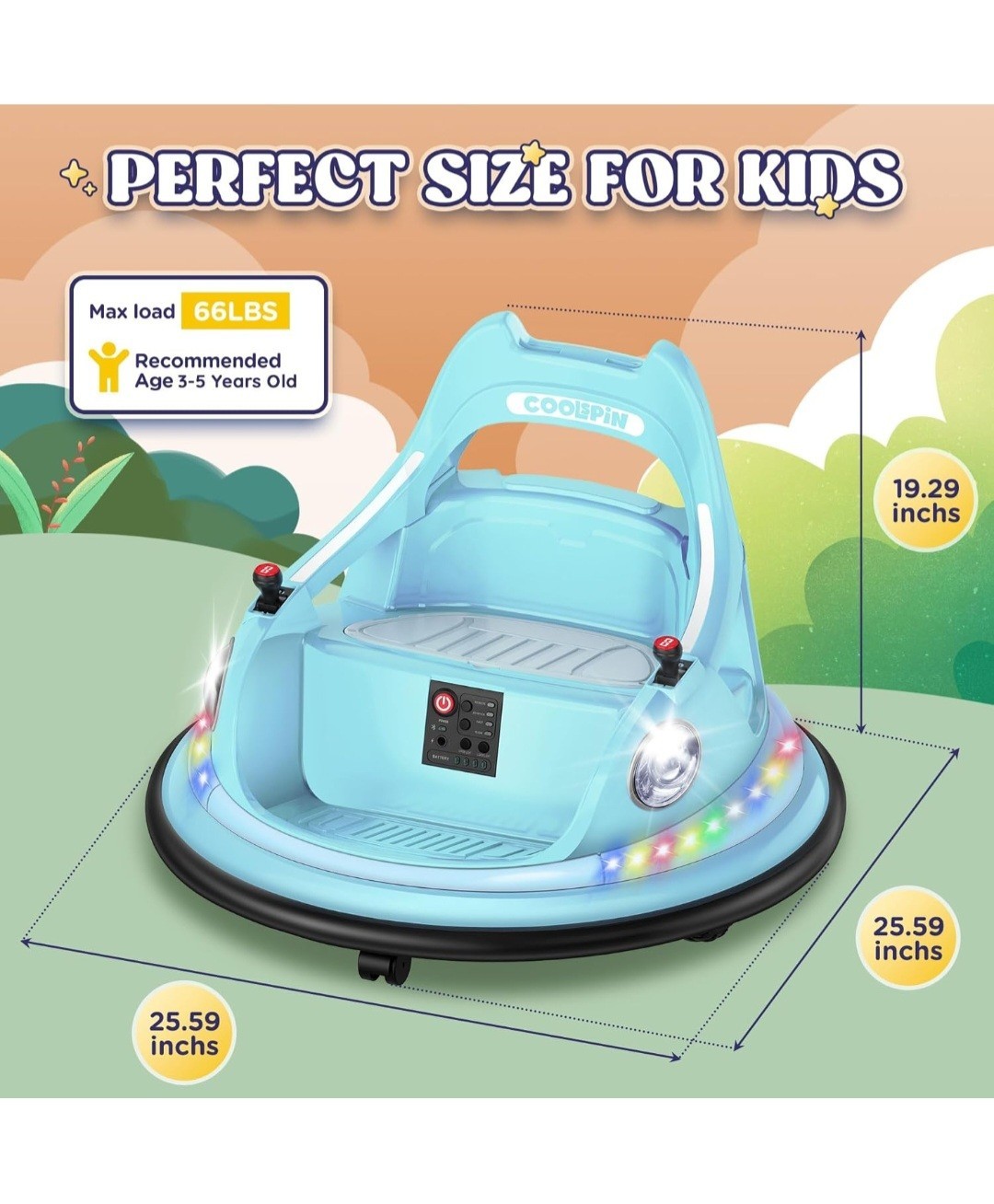 12V Kids Ride On Bumper Car w/ Remote Control, LED Lights – Fits 1.5-5 Years Old