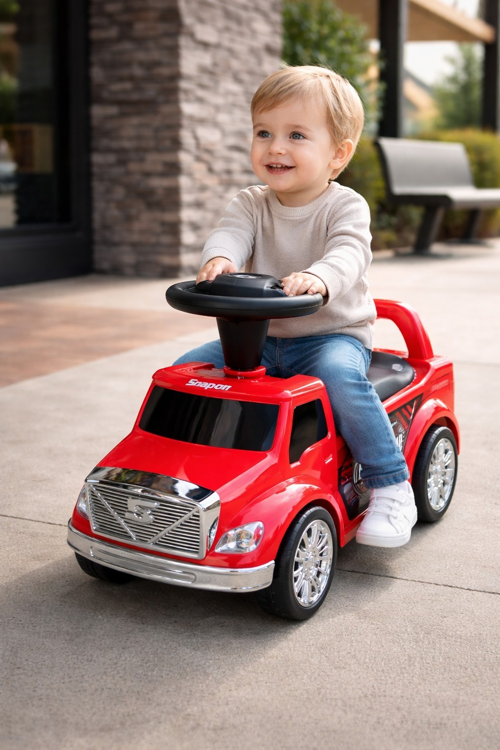Snap On Tools Kids Ride on Toy Car Wheel Snap On Truck RED W/Horn & Turn Steer !