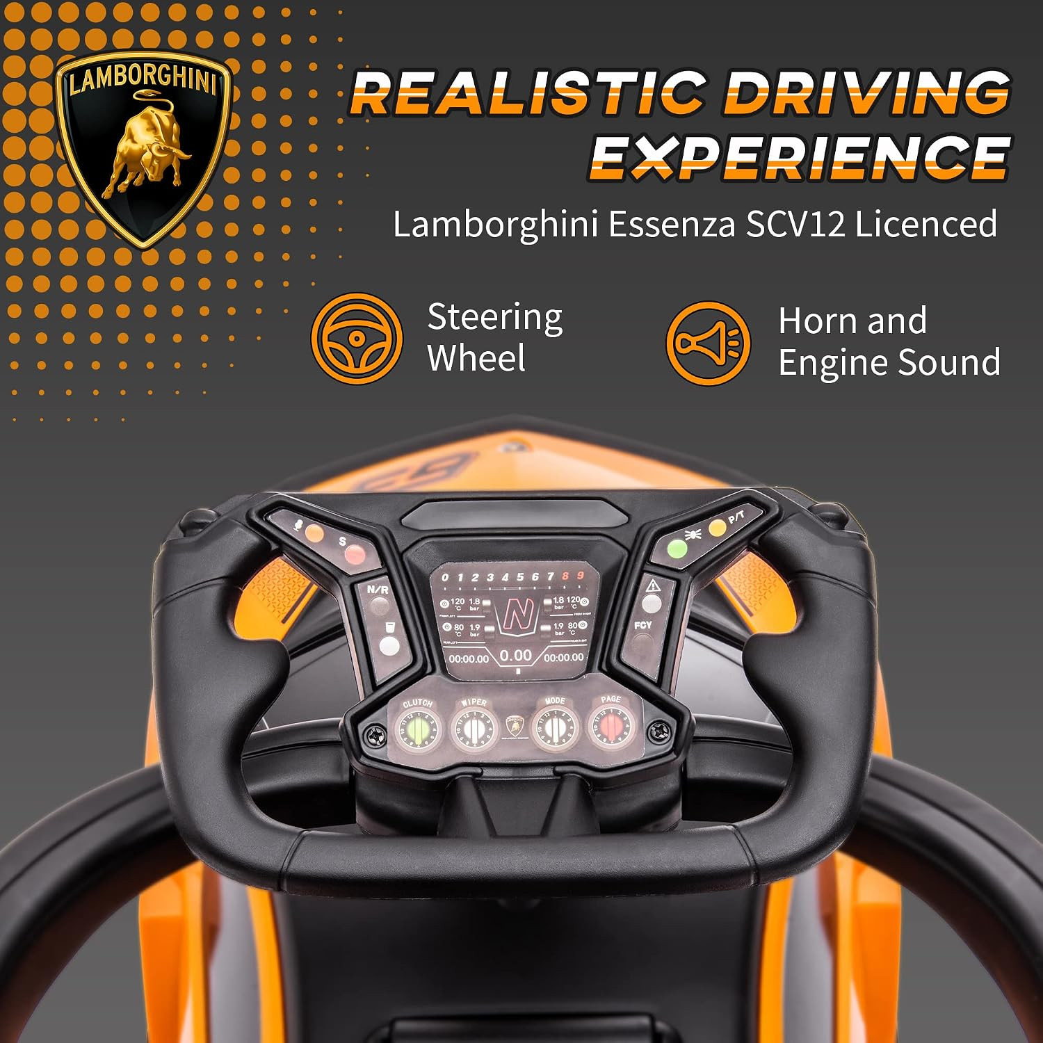 2-In-1 Ride on Push Car for Toddlers 1-3, Licensed Lamborghini Stroller Sliding
