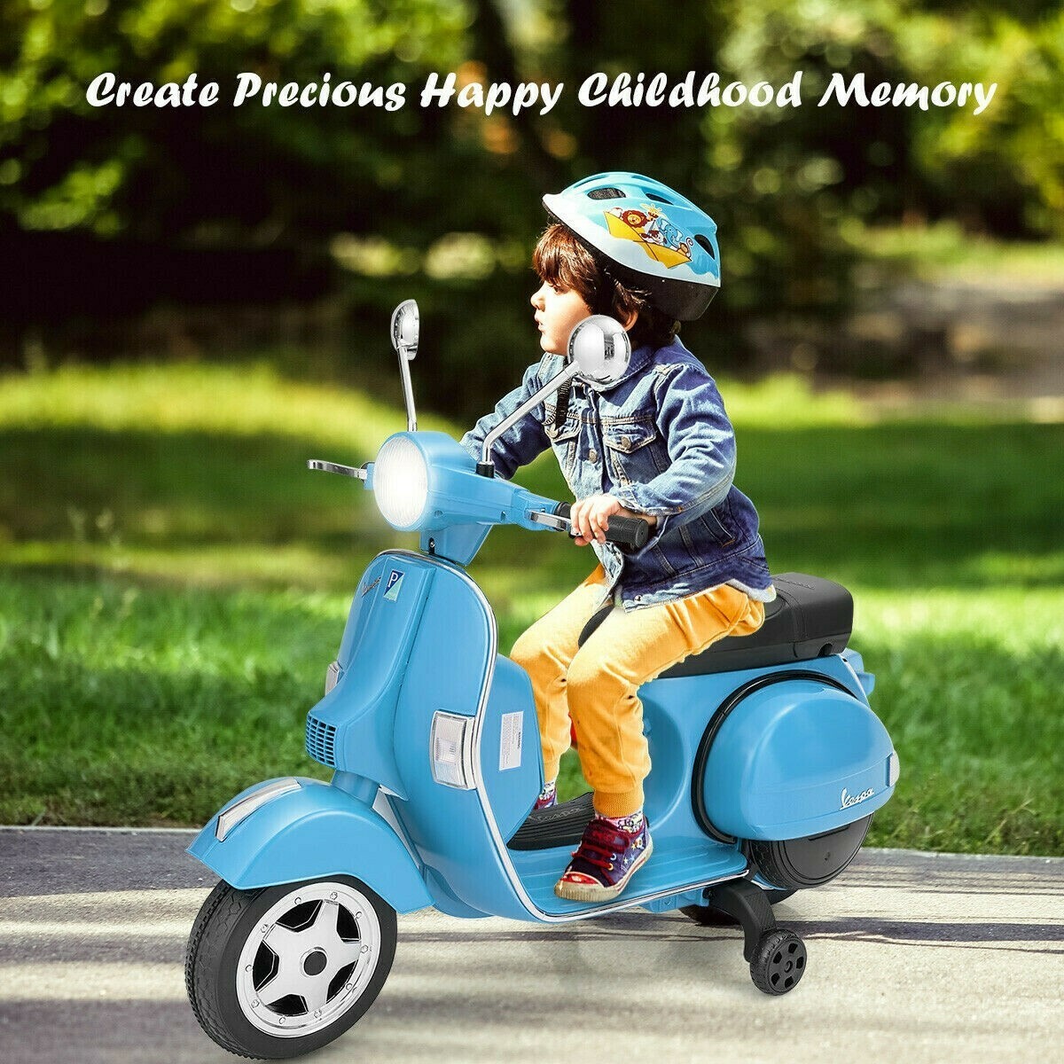 6V Kids Ride on Vespa Scooter Motorcycle with Headlight