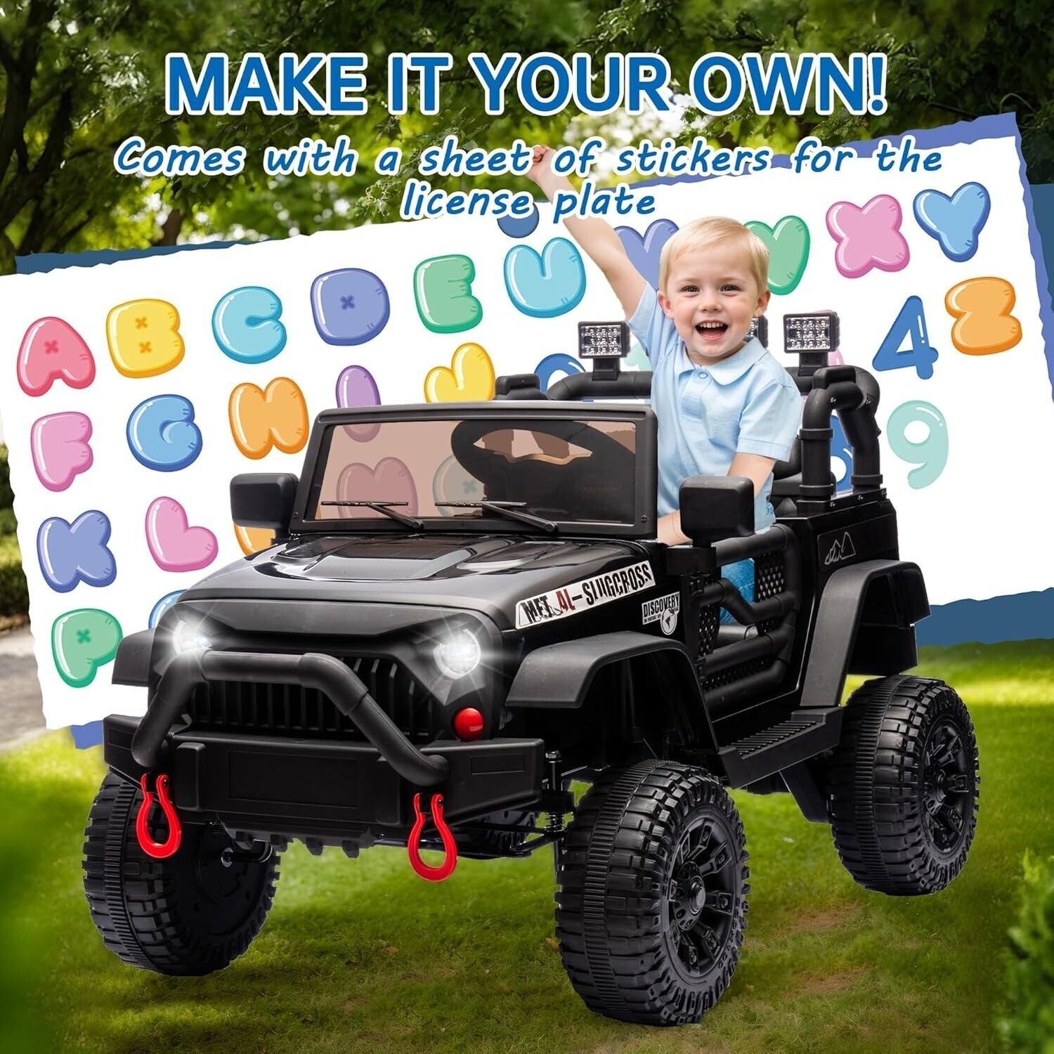 24V Ride on Car 400W Electric Jeep Toy Four Wheel Suspension w/ Remote MP3 Black