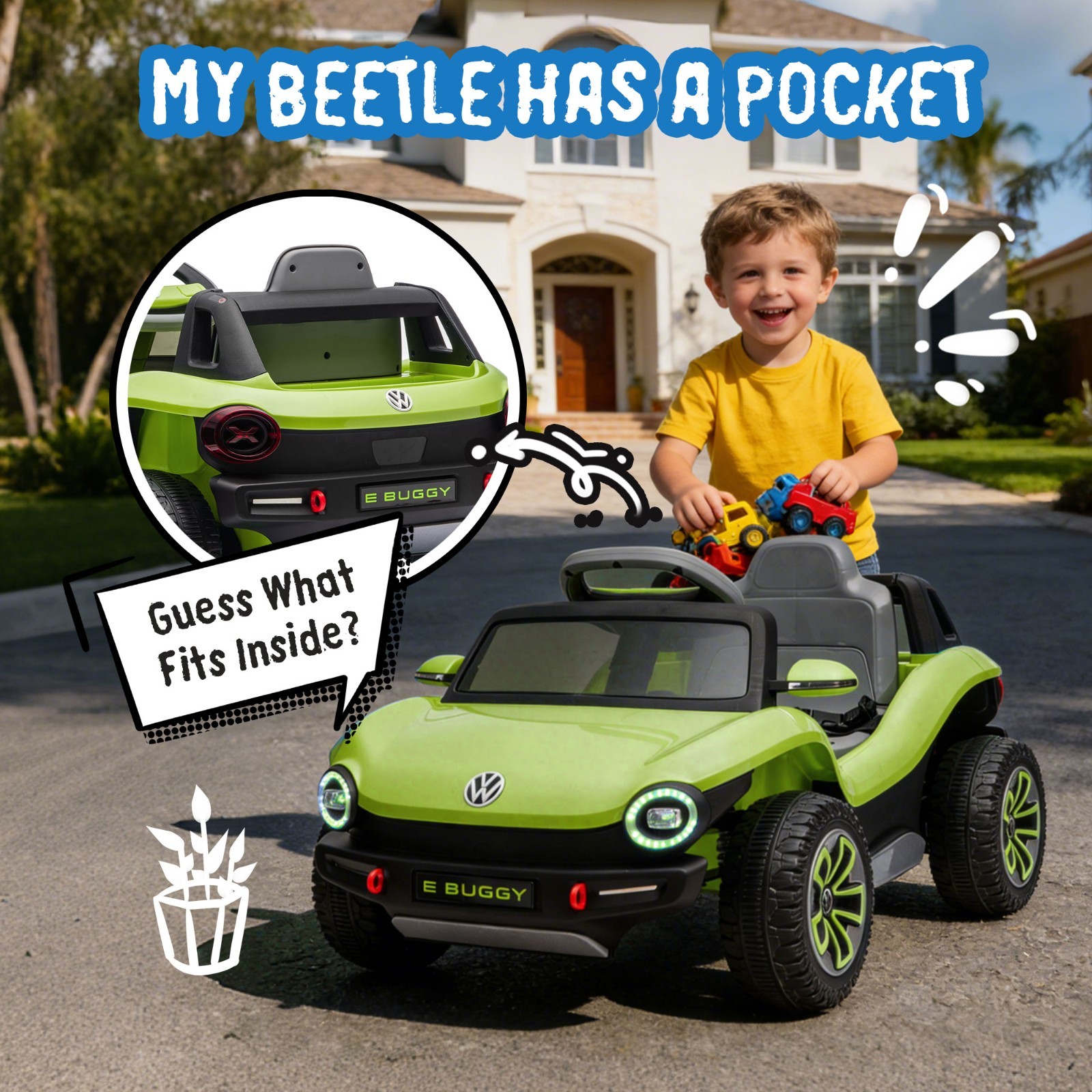 12V Kids Ride on Car Licensed Volkswagen Beetle Electric Toy W/ Remote Music LED