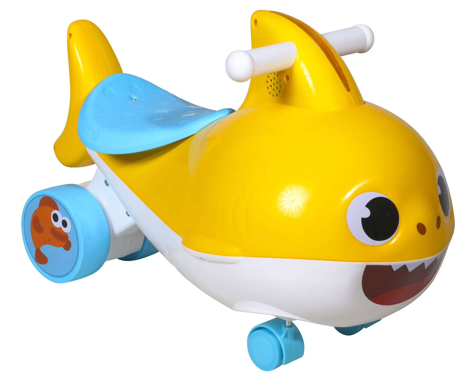 Kids Ride On Toy Yellow Baby Shark Foot-To-Floor Interactive Sounds Light