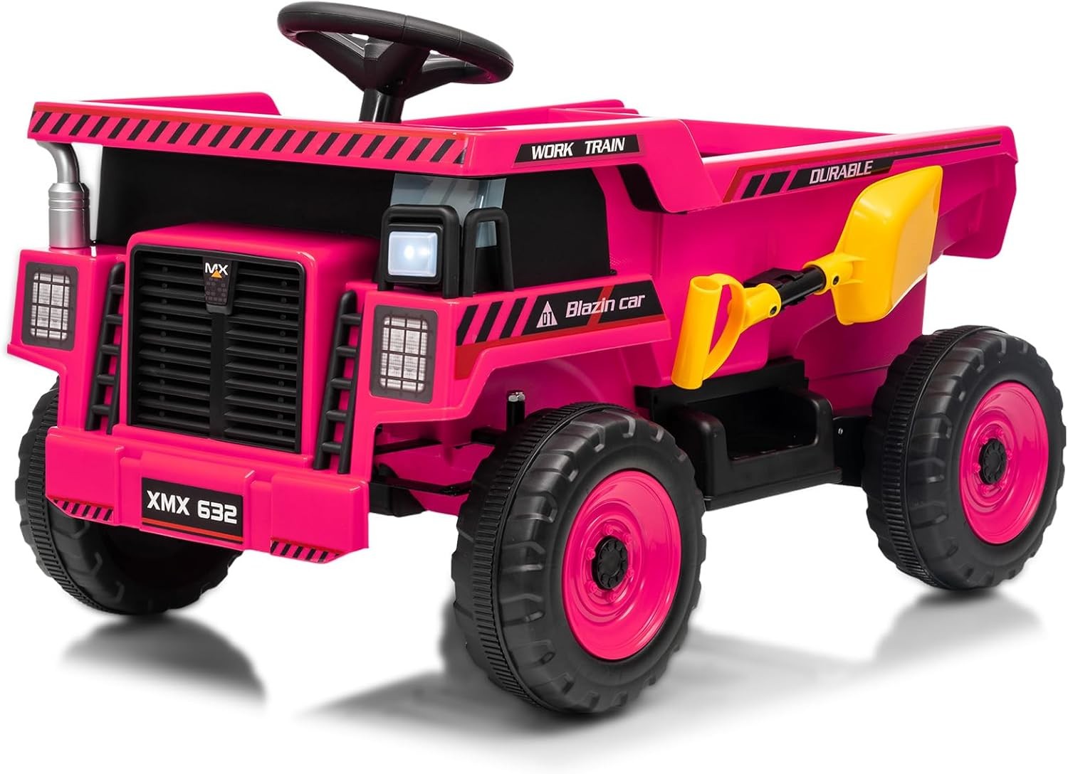 12V Ride On Dump Truck w/ Remote, Auto-Dump Bed, Shovel & Music for Kids 3-8