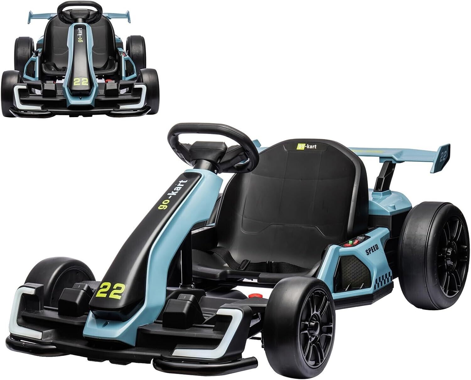 24V Go Kart 300W Powerful Drift Kart Electric Pedal Cart for Kids 7.5 Mph Speed