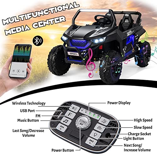 Kids’ 12V UTV Ride-On Car with Jet Black – 2 Seater