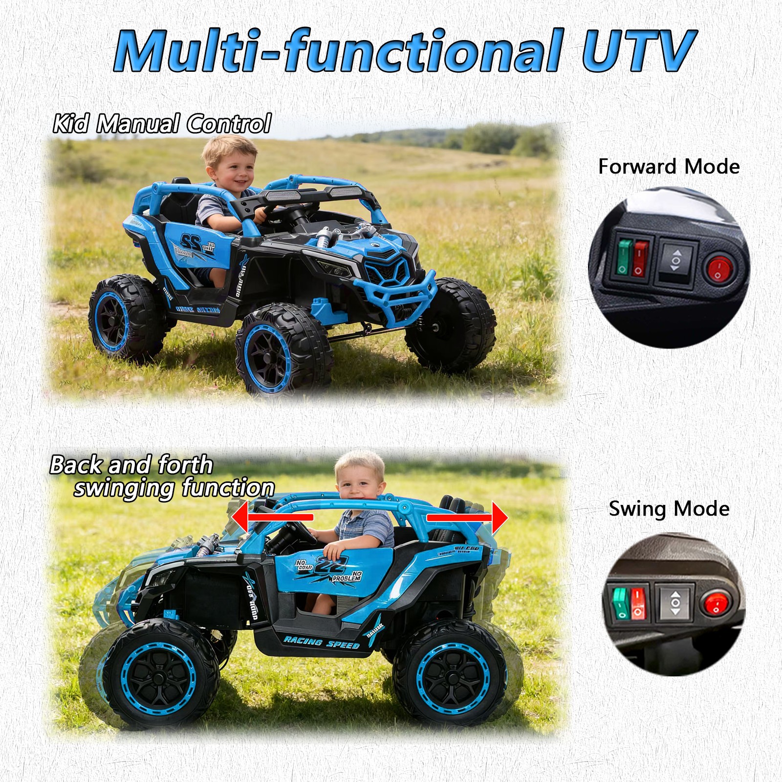 24V Kids Ride on UTV Car 2 Seater Off-Road Electric Truck Power Wheels W/ Remote