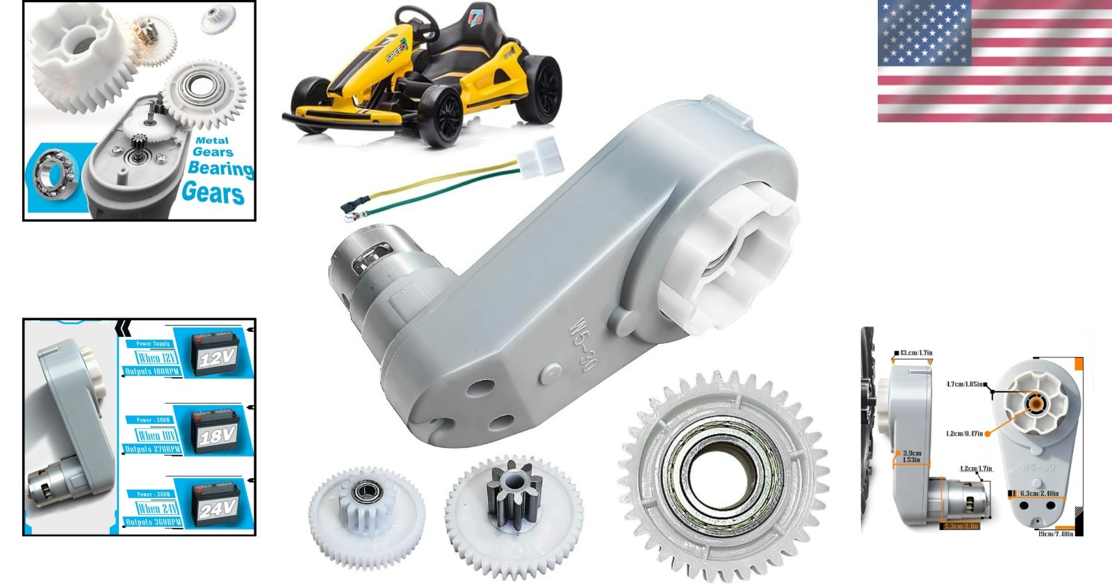 High-Performance 280W Gearbox for Power Wheels – 12V/18V/24V Compatible