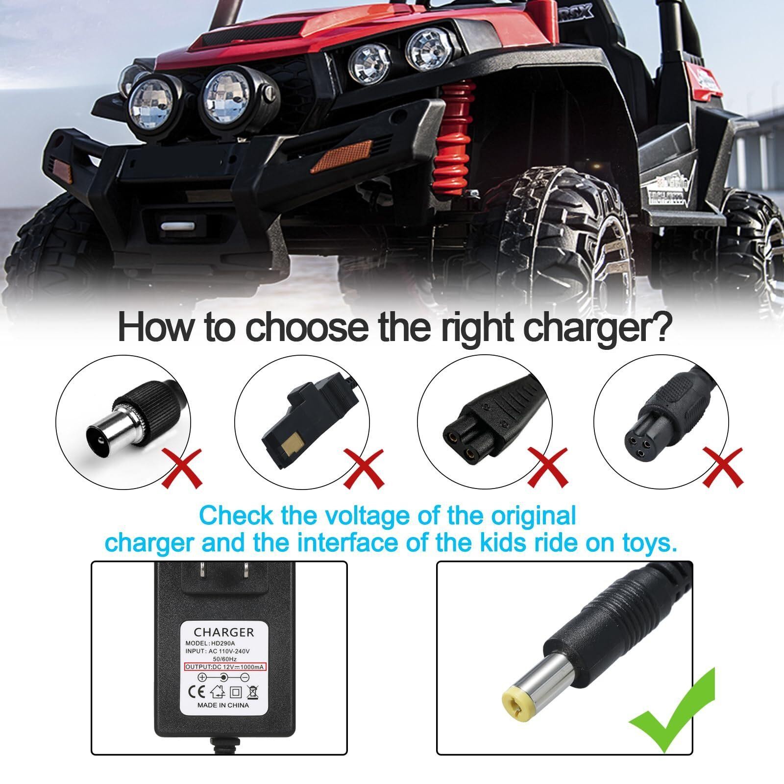 12v Kids Charger for Ride on Toys Car 12v Ride-on Toys Suv Car Battery Charge…