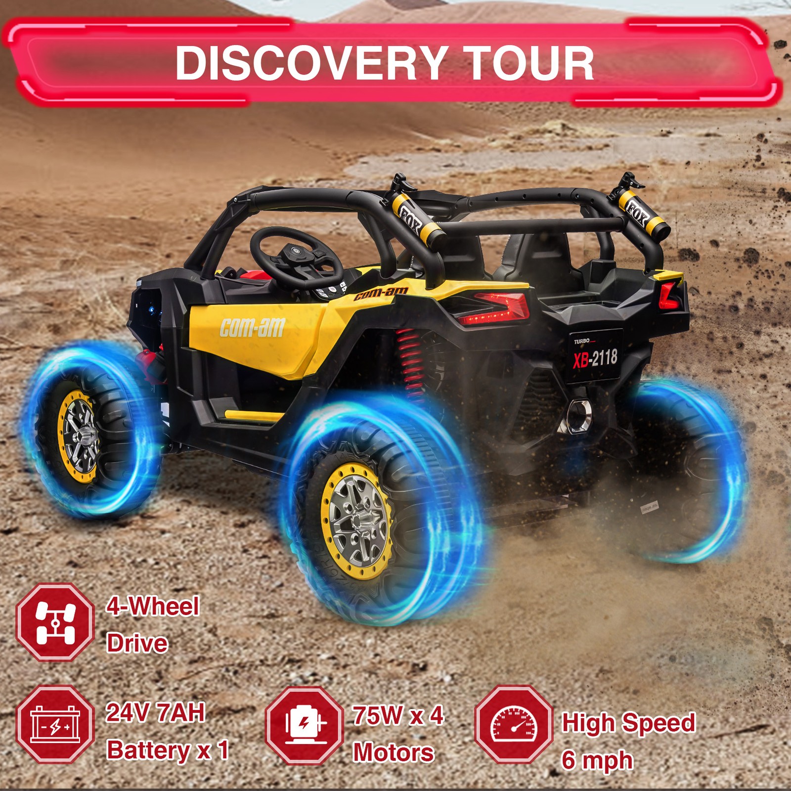 24V 2 Seater Kids Ride On UTV Car With Remote Control Powerful Electric Vehicle
