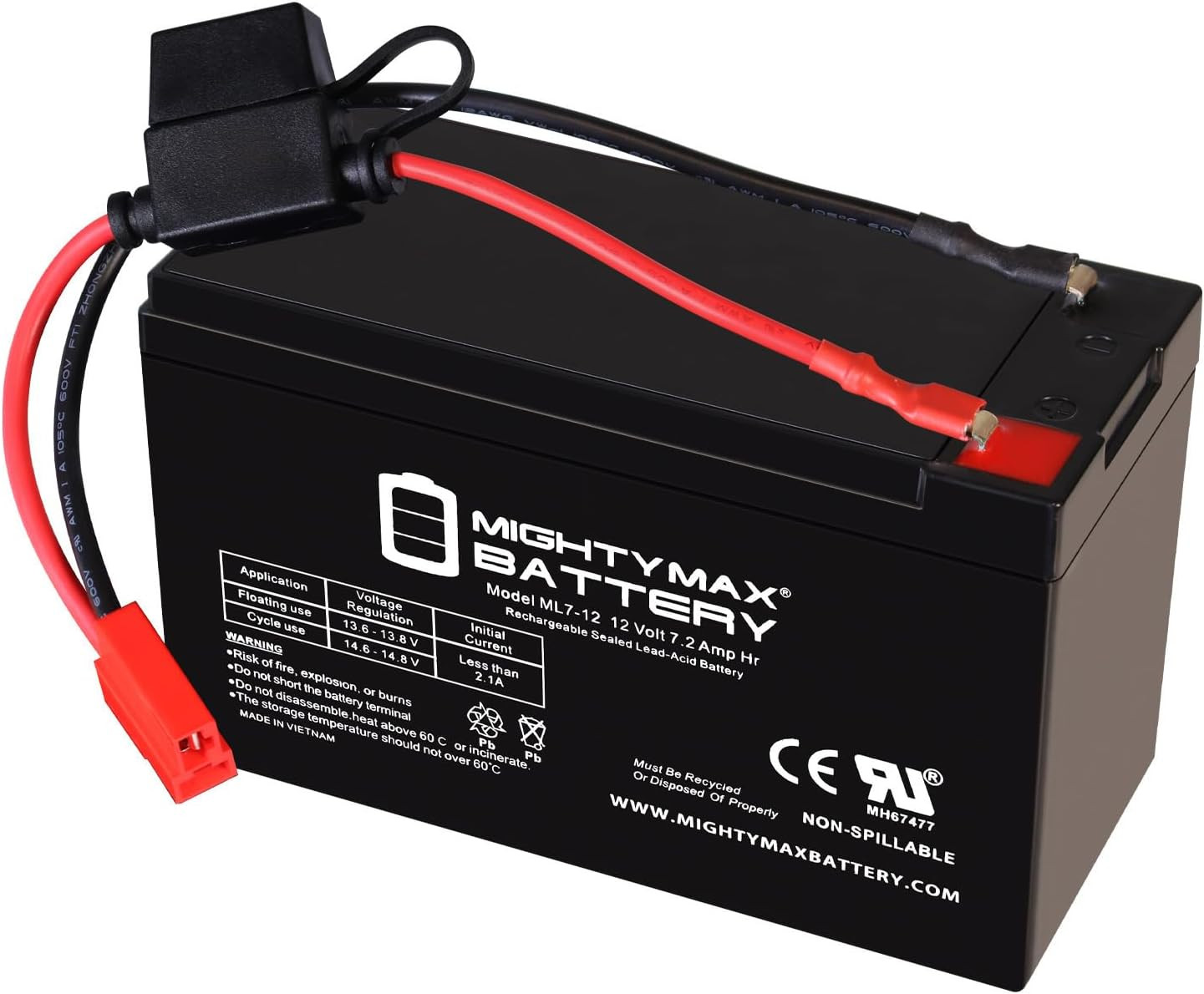 Drop in Replacement for 12V Ride on Vehicle with 7Ah Battery Kit and Harness wit
