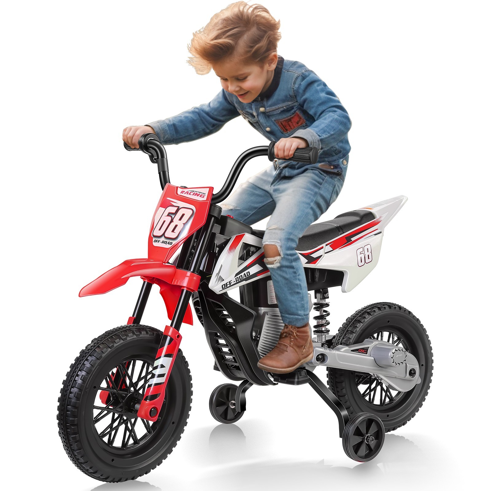 12V Kids Ride on Motorcycle with Twist Grip Throttle&2 Training Wheels Kids Gift