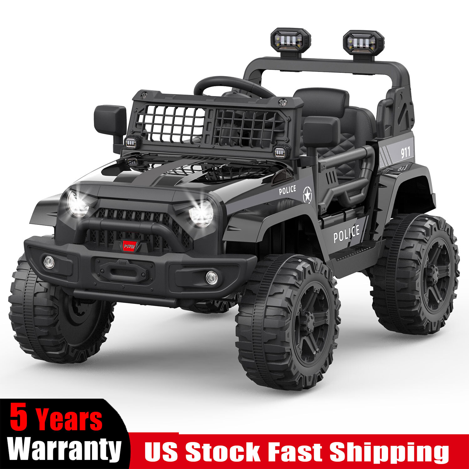 Kids Electric Ride On Truck Toys 12V Power Battery Car Black with Remote Control