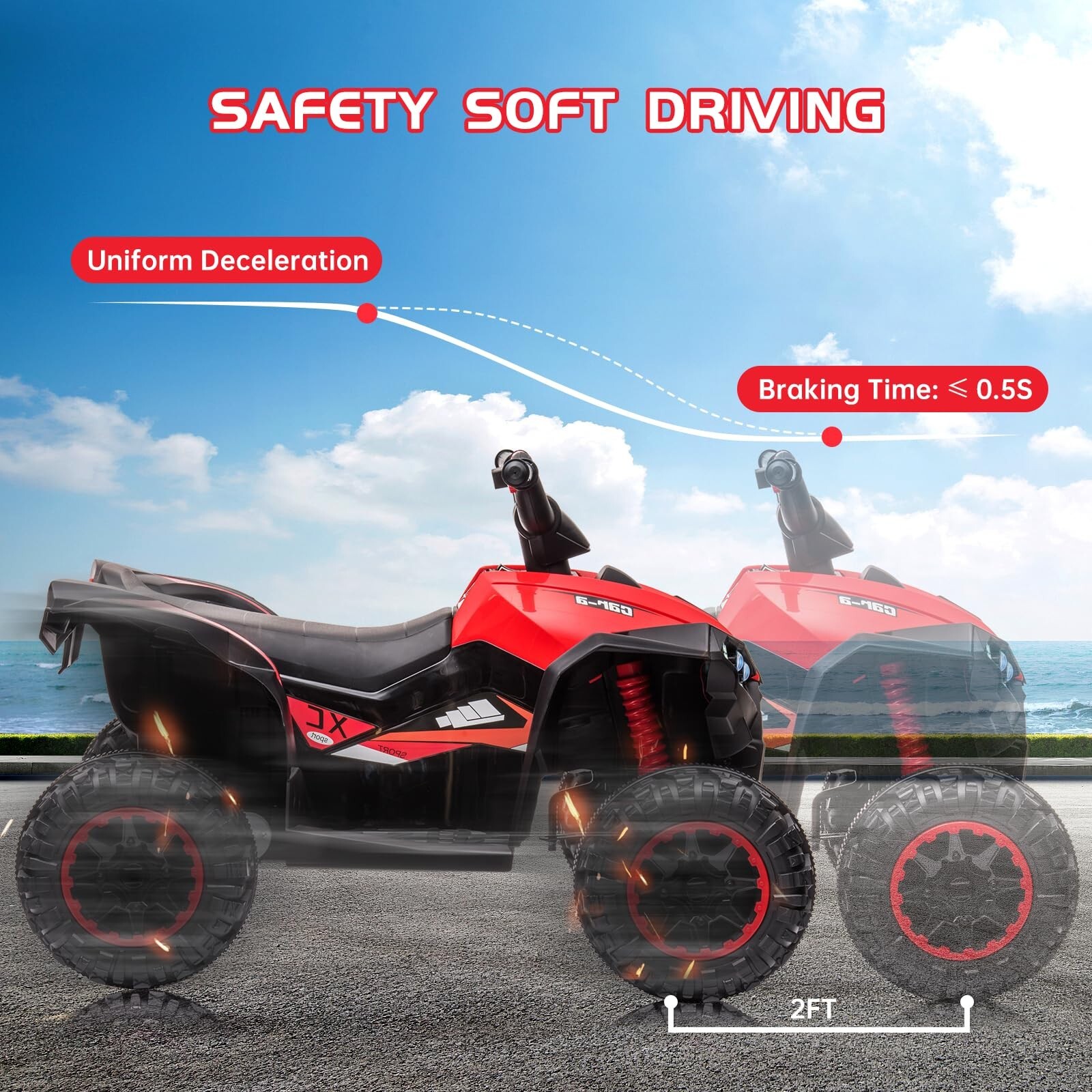 12V Kids Ride on ATV Car 4 Wheels Battery Powered Quad Toy Vehicle w/ LED Music