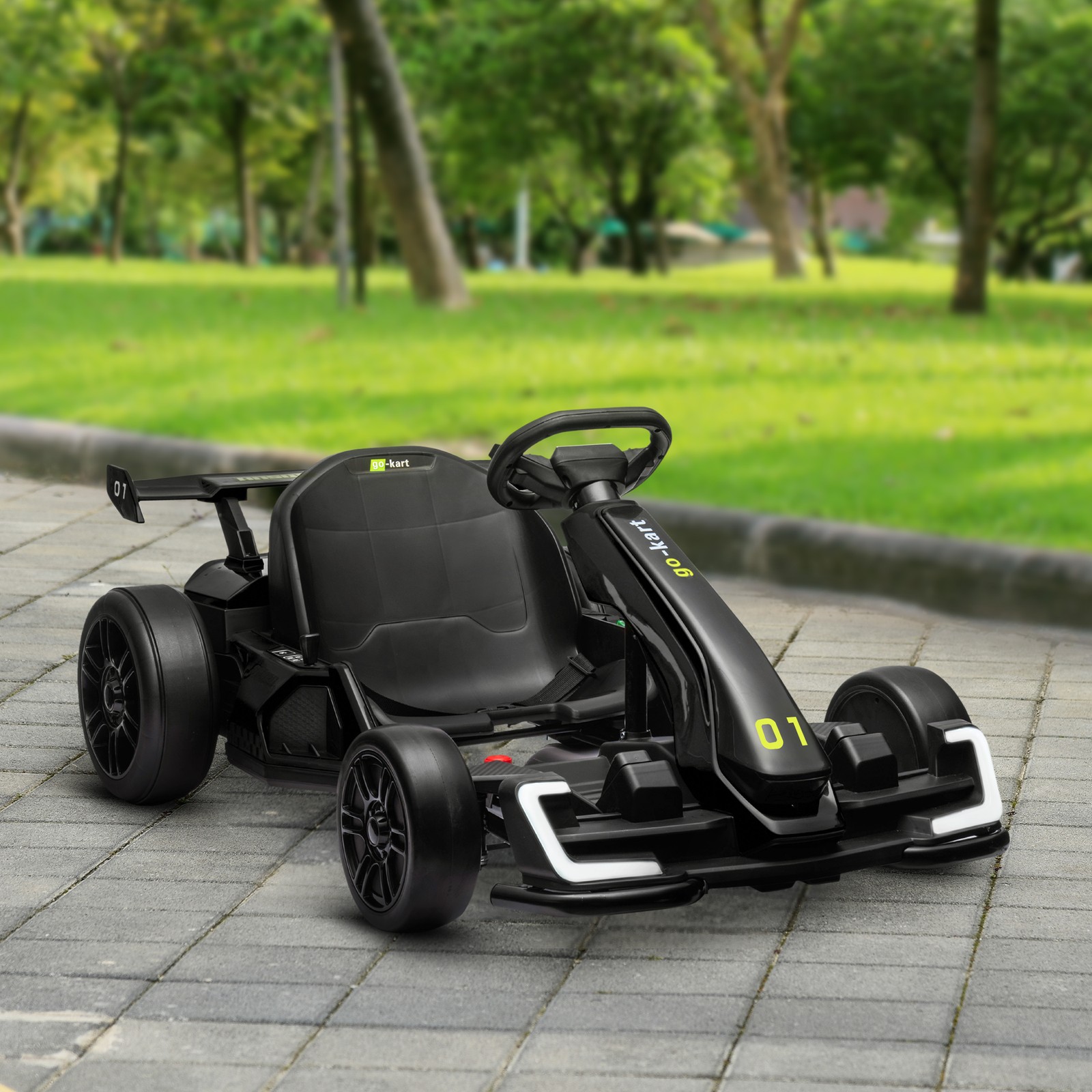 24V 7.5 MPH Electric Go Kart with Adjustable Seat, Slow Start, Black