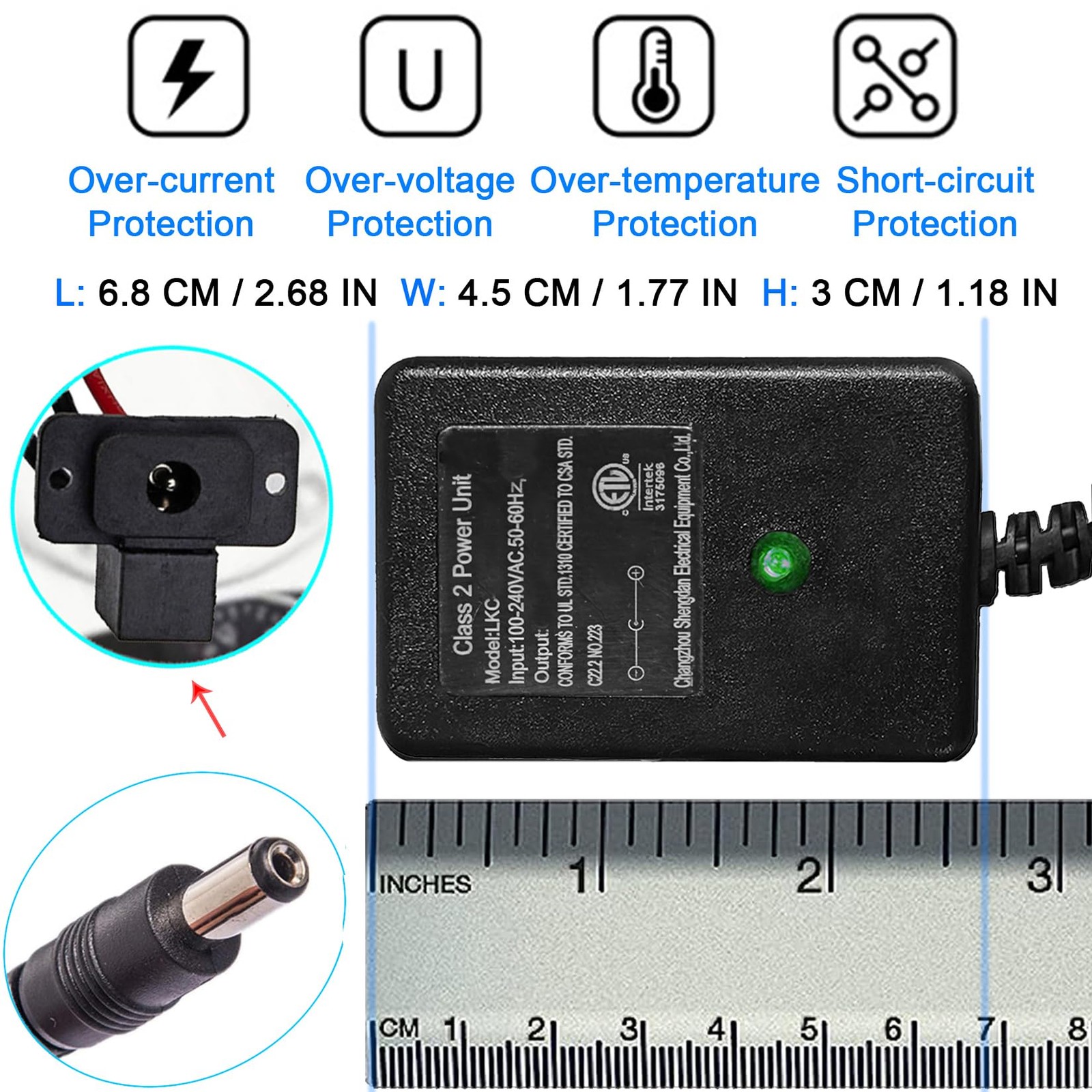 Bumper Car Charger 6V 1A Universal for Flybar Kidzone Ride-On Cars 6Volt