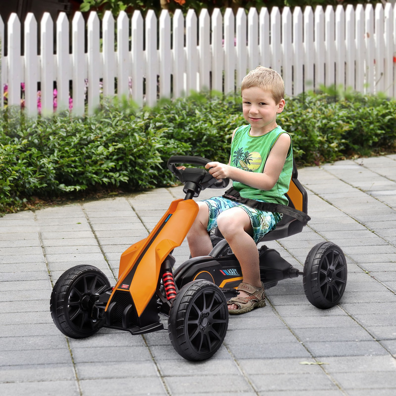 12V Electric Go Kart for Kids w/ Adjustable Speed, Orange