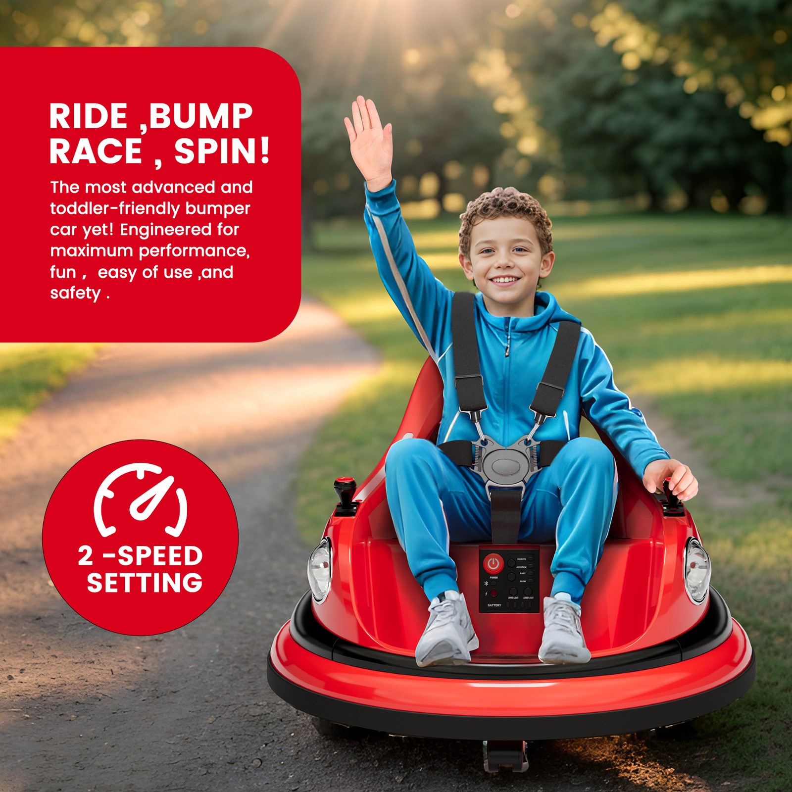 12V Electric Ride On Bumper Car for Kids Toddlers with Remote Control & Music