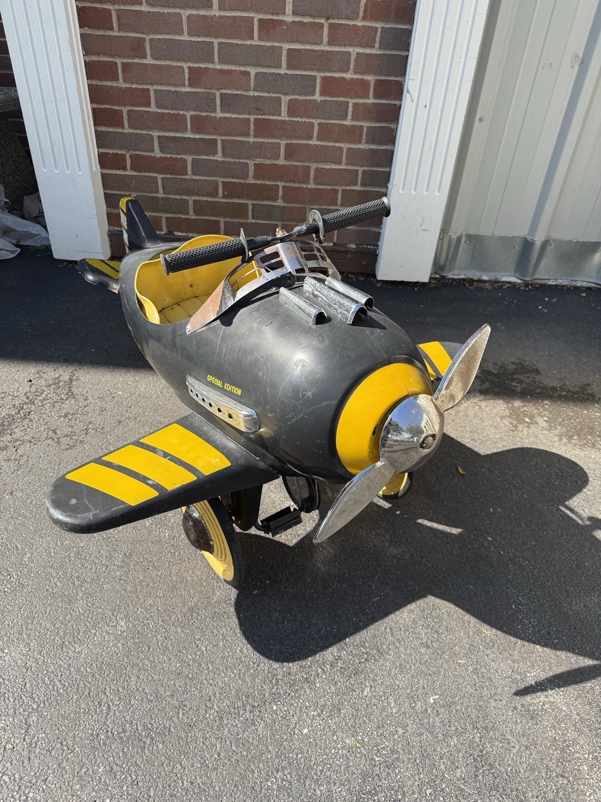 American Retro Yellow Jacket Pedal Airplane Special Edition Metal Ride On Toy