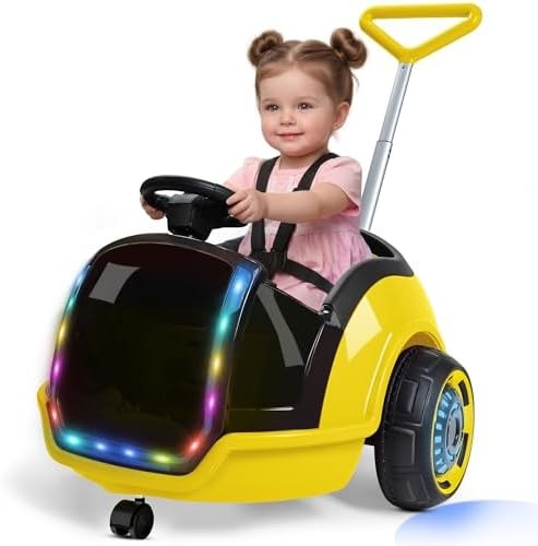ANPABO 3-in-1 Electric Push Ride On Car, 12V Kids Ride On Toy w/Remote Contro…