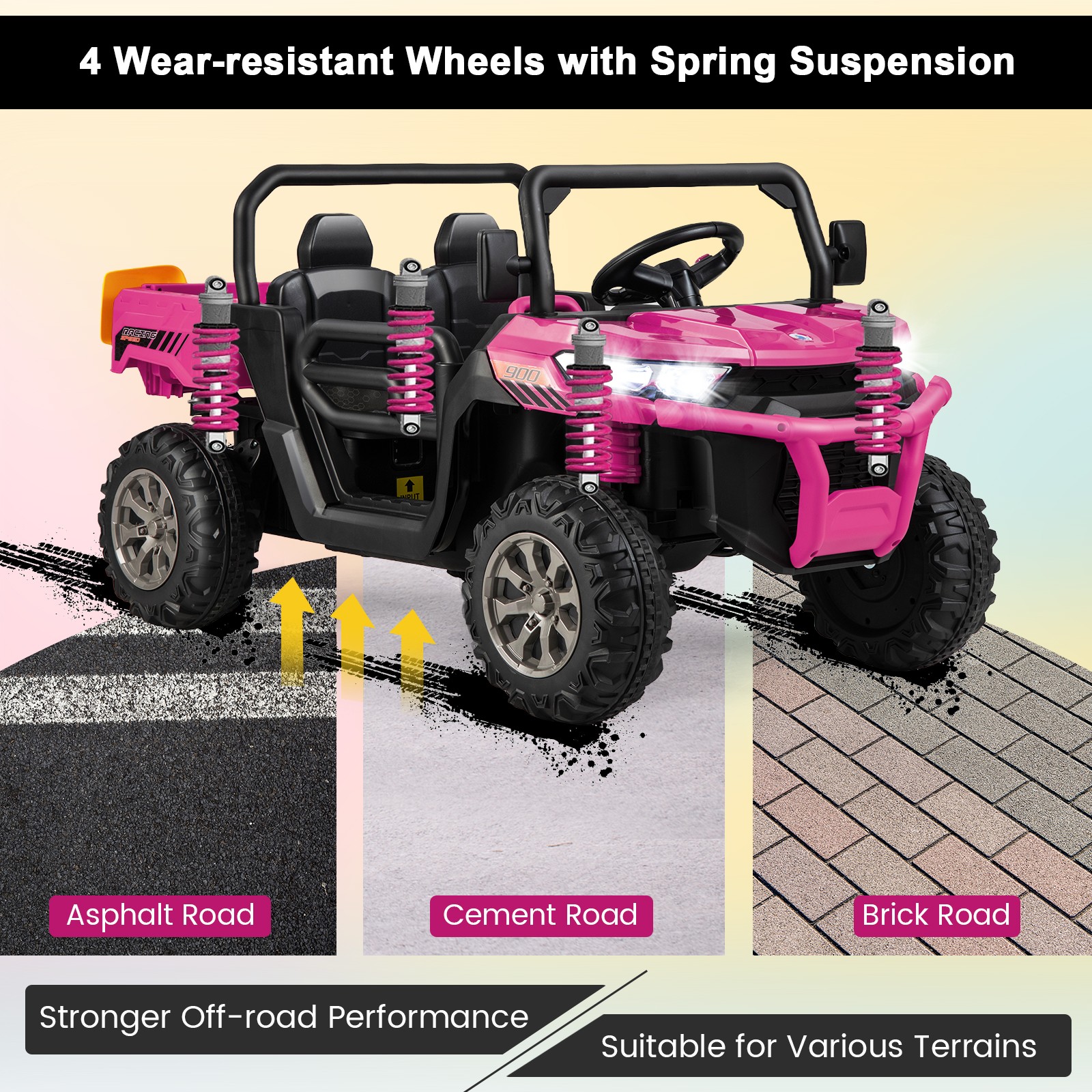 12V 2 Seater Ride On UTV Dump Truck Remote w/ Electric Dump Bed & Shovel Pink