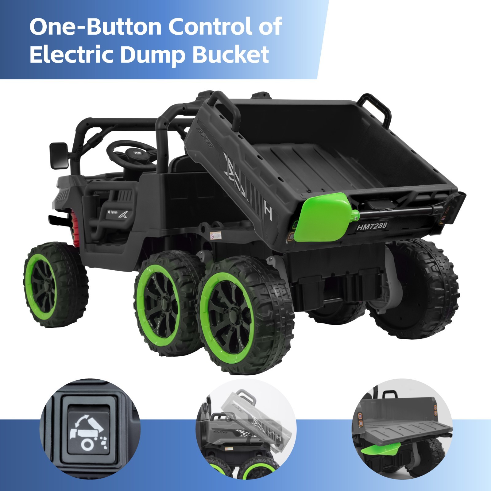 24V Kids Ride on Toy 2 Seater Electric Dump Truck 4 Wheel Drive 6mph with Remote