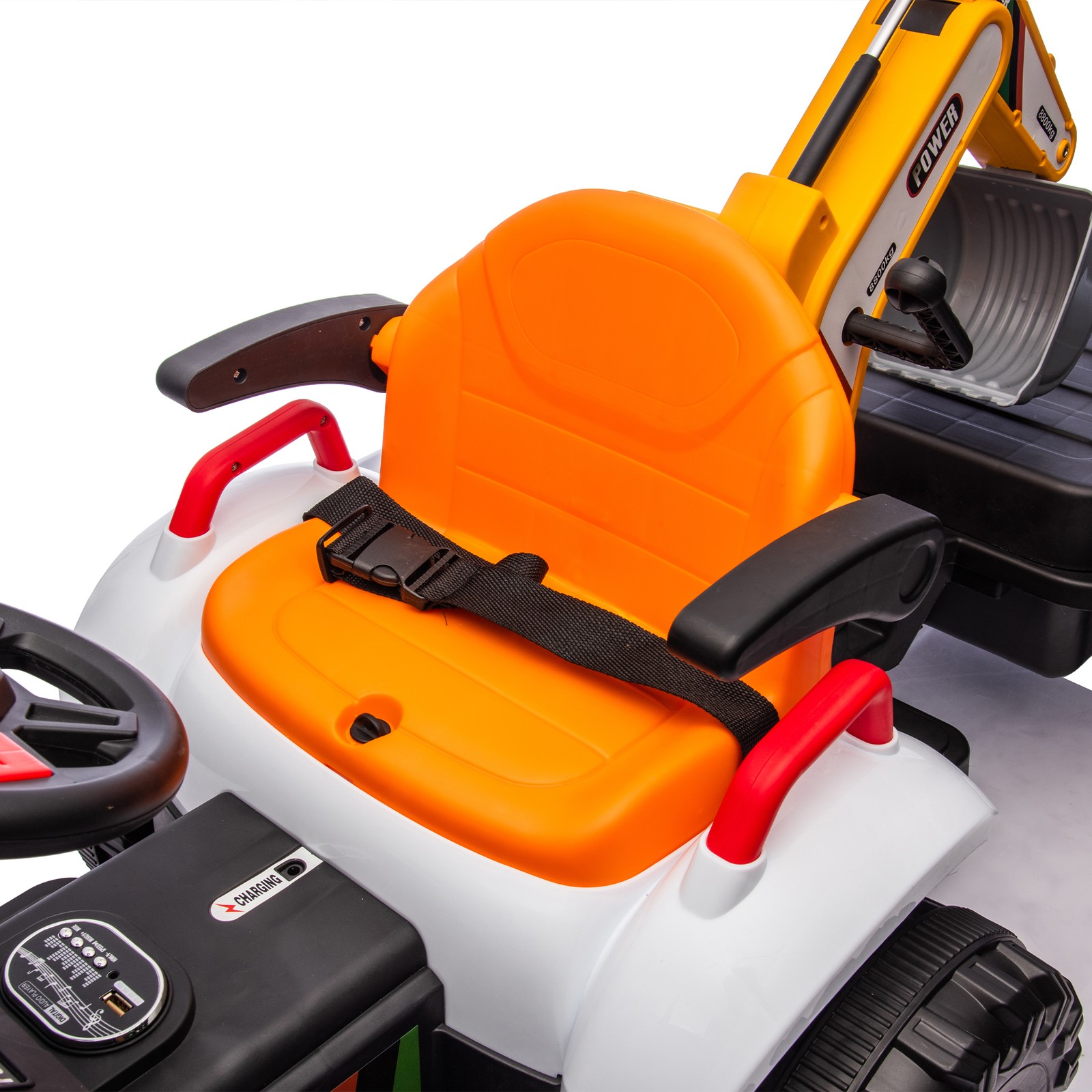 24VKids Ride on Electric Tractor Toy Excavator Vehicle Construction Truck Orange