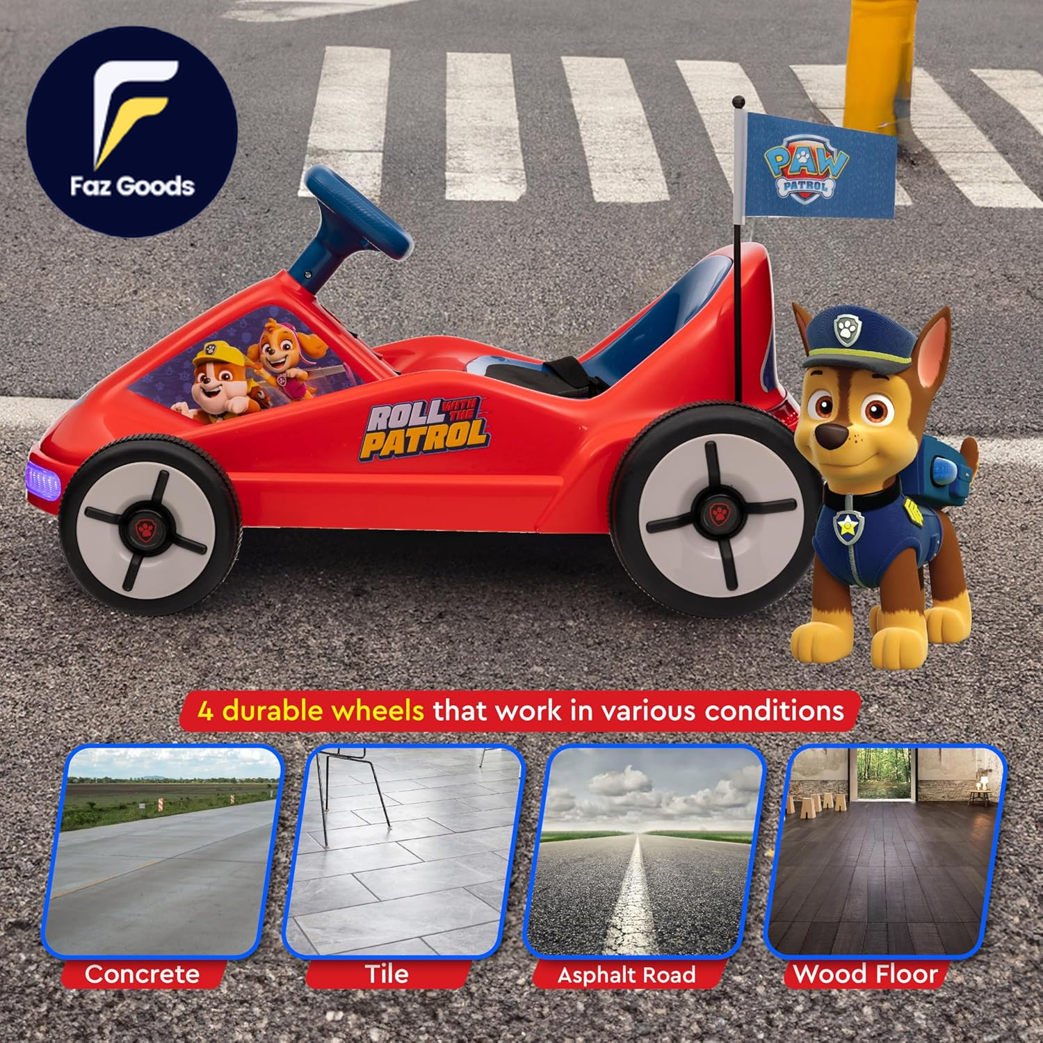 Paw Patrol Chase 6V Electric Go Kart for Kids Electric Ride-On Toy with Lights