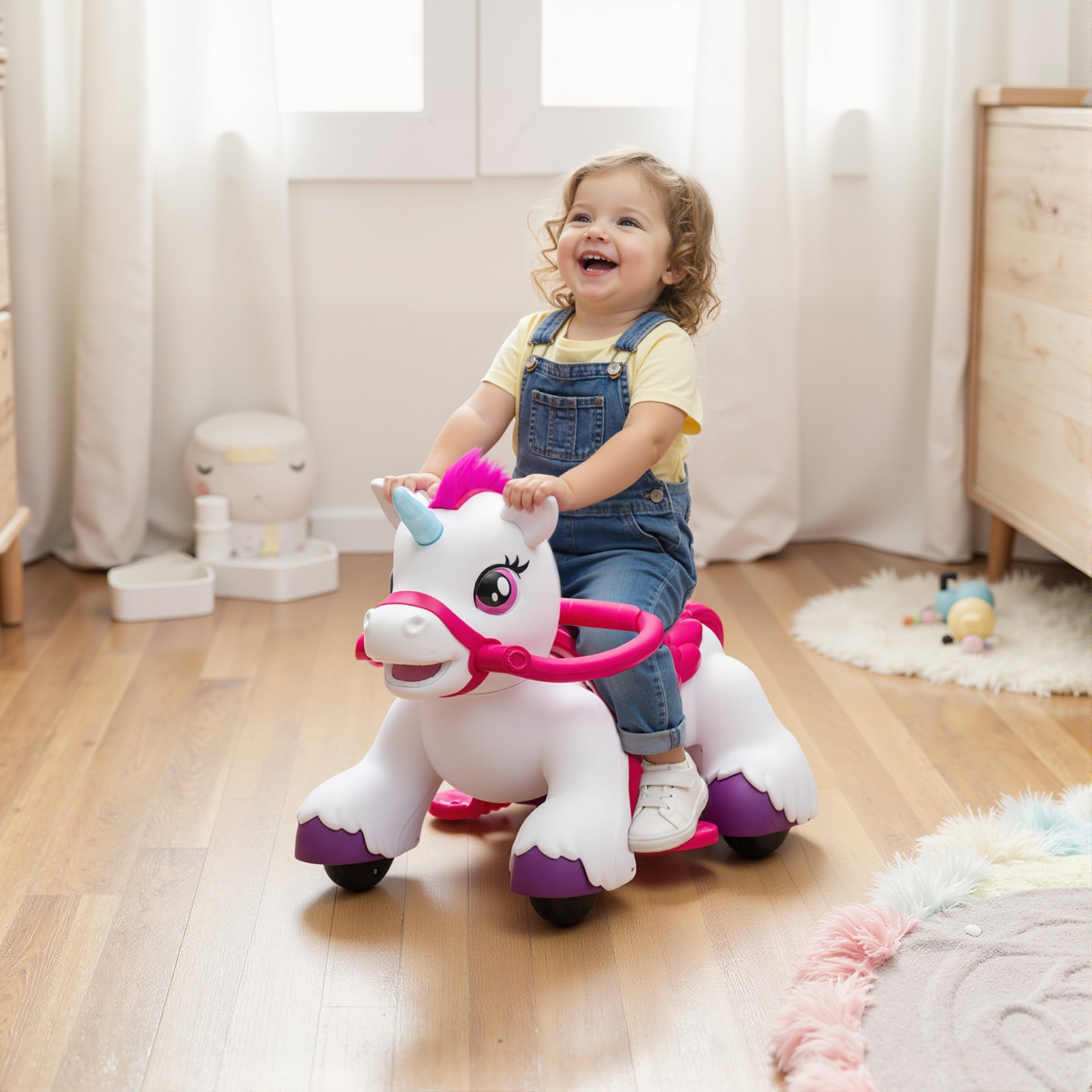 12V Ride on Horse, Ride on Toy with Carrot Toy, Comb, Animal Sounds