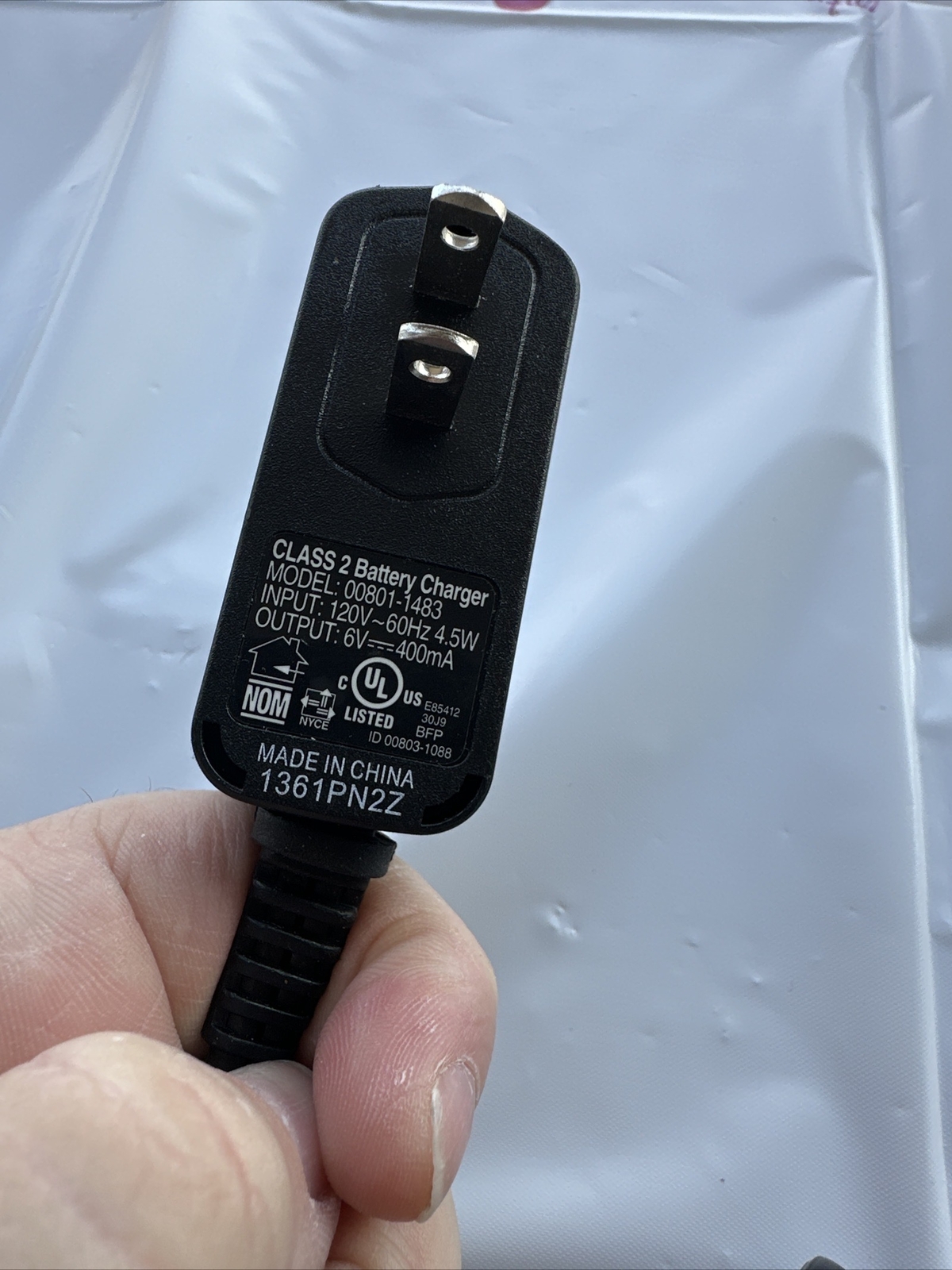 FISHER PRICE OEM POWER WHEELS 6 Volt 6V Class 2 Battery Charger 00801-1483
