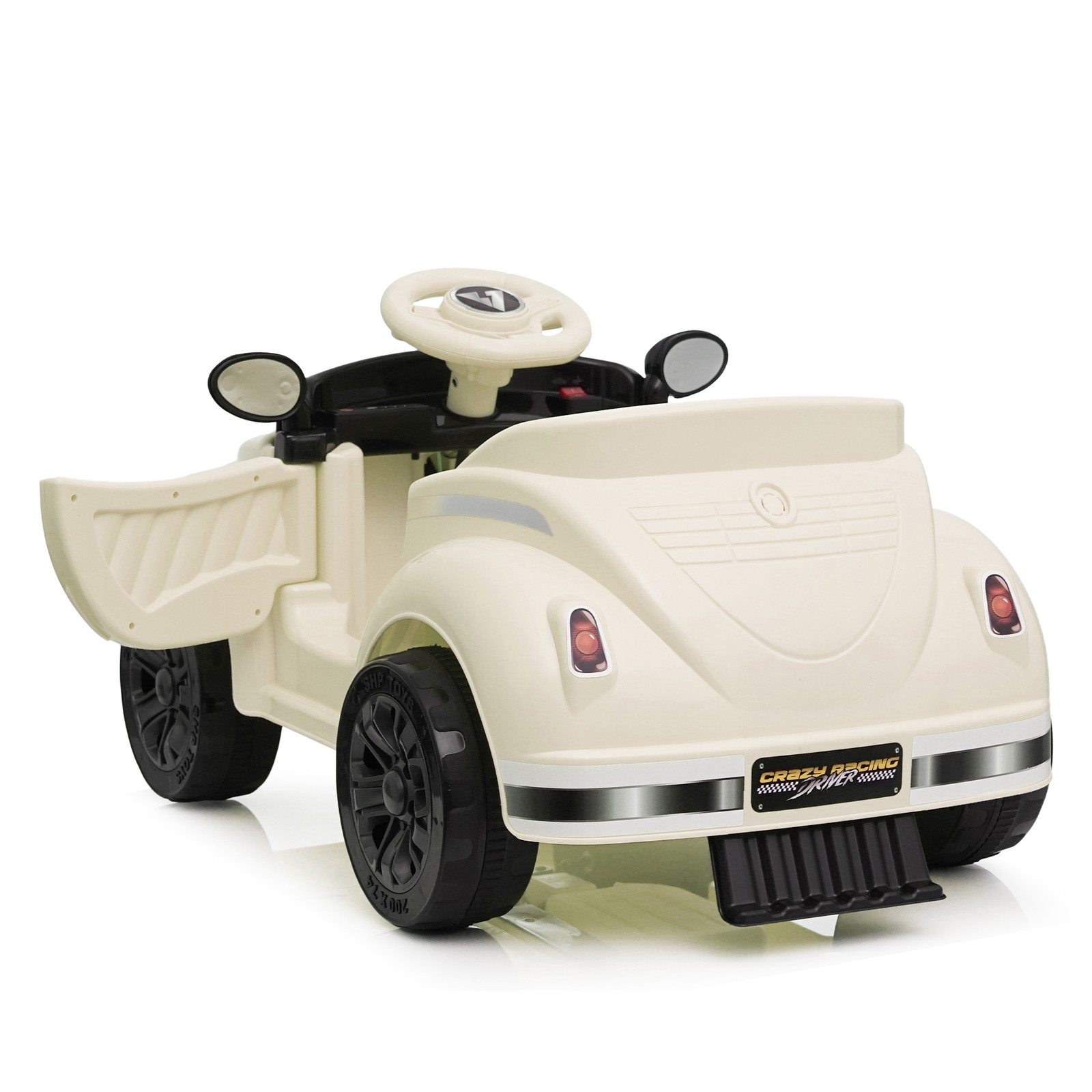 12V Kids Ride On Car Wheel LED USB & Bluetooth Suitable for Kids Aged 2-4 Beige