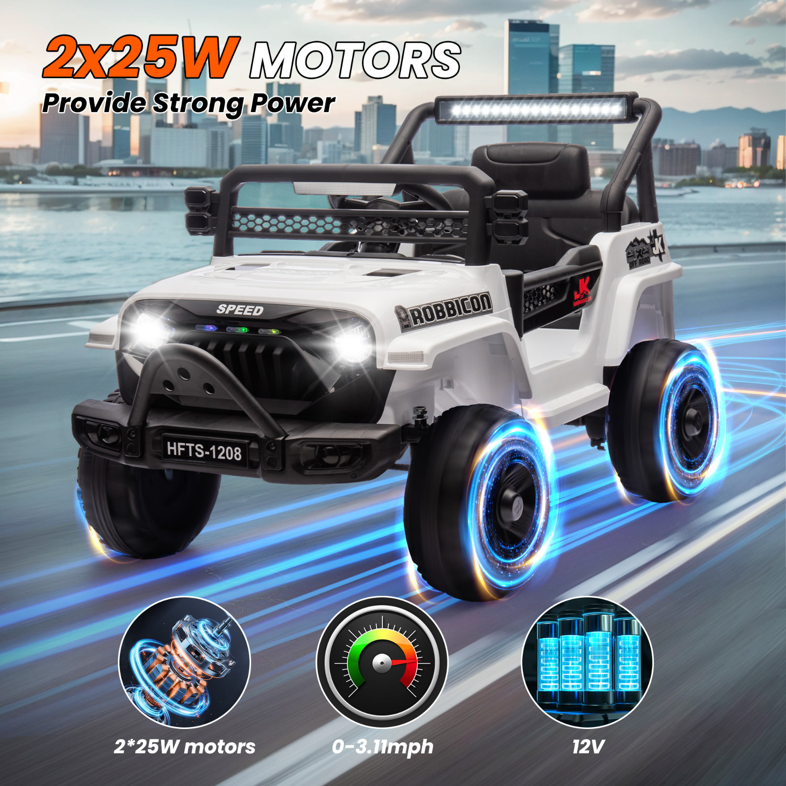12V Electric Car Ride On Truck for Kids w/ Remote, Powered Wheels Toys,White