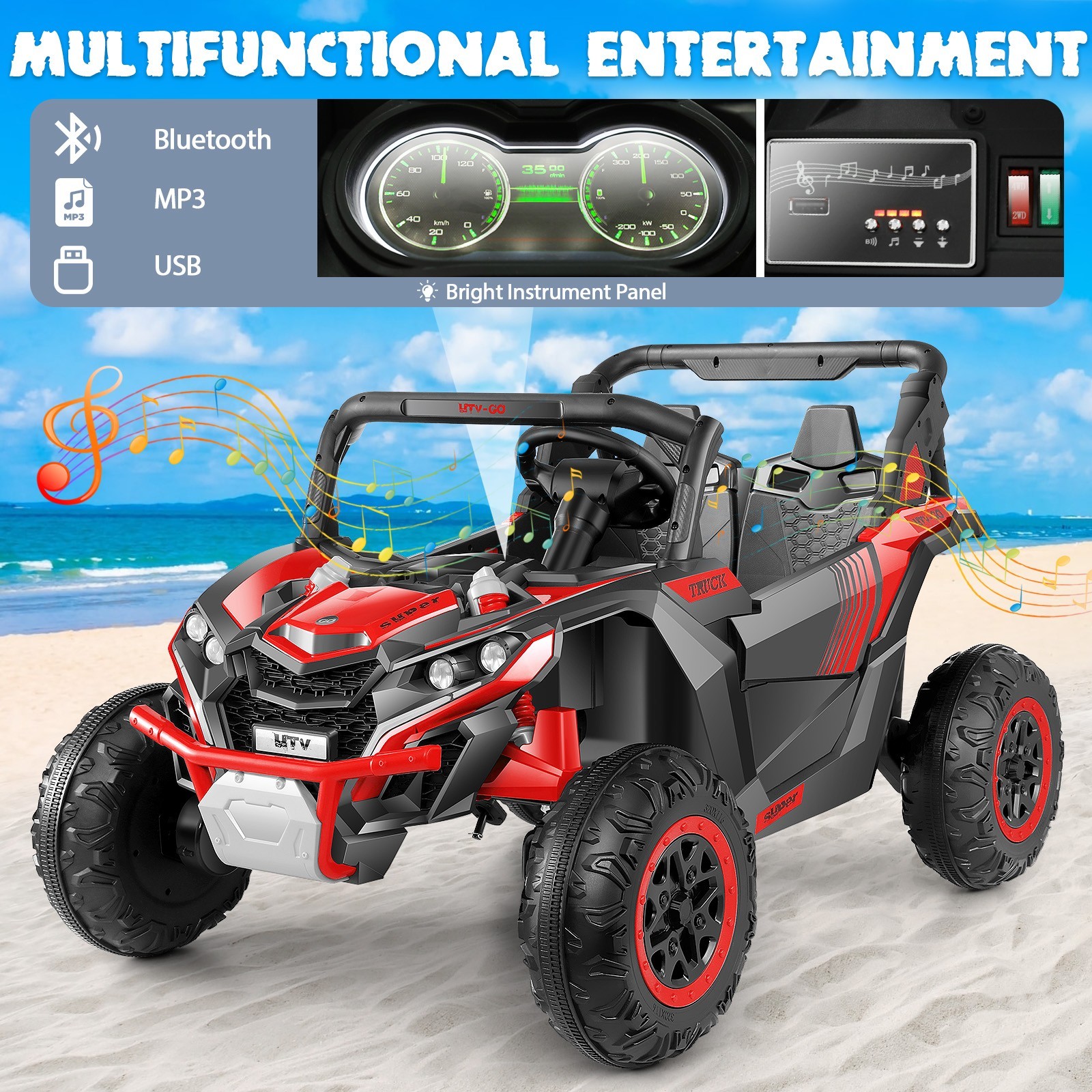 24V 2 Seater Kids Ride on UTV Car Electric Off-Road Car Truck w/ Remote Control