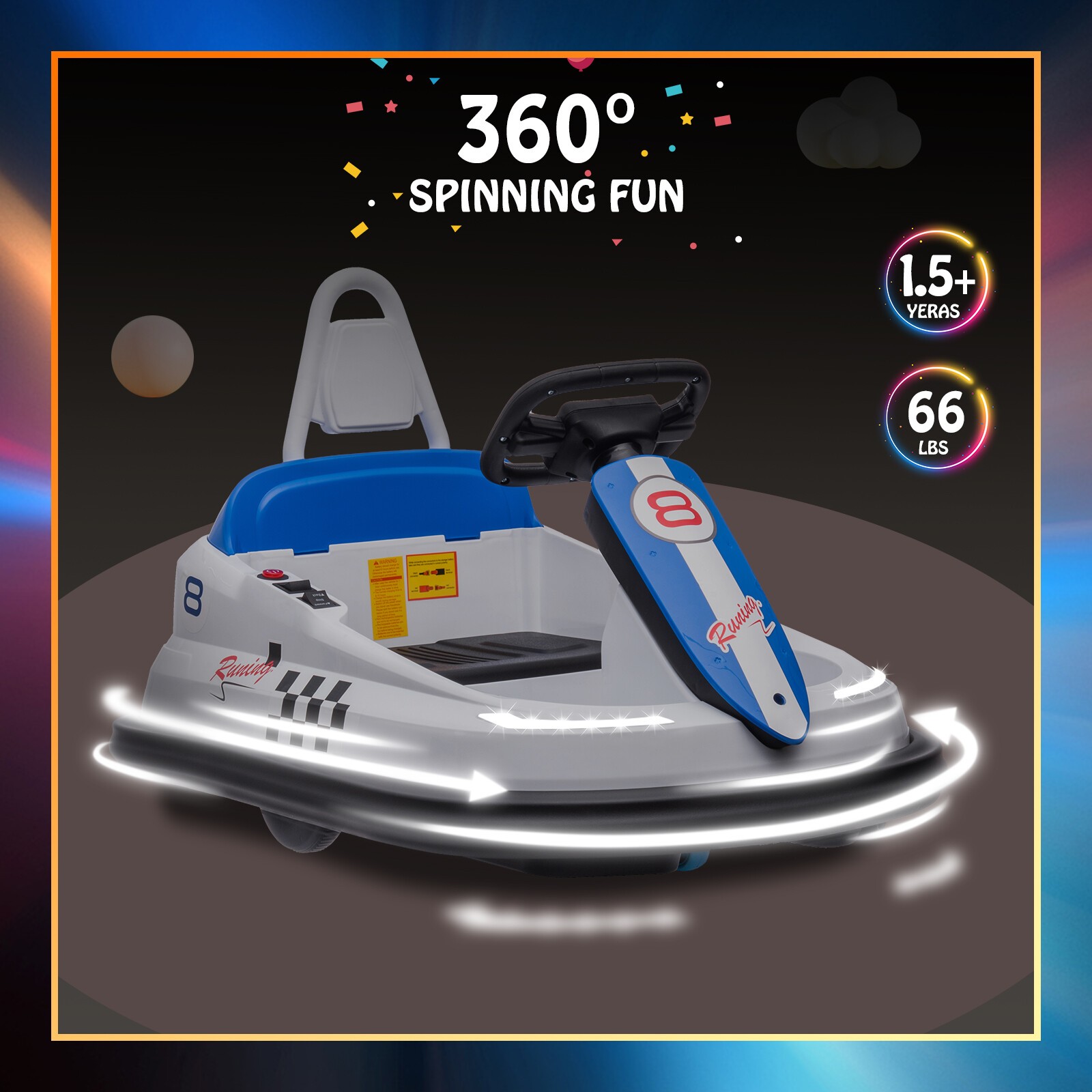 Bumper Car for Kids 360° Rotation 6V Electric Ride On Bumper W/ Music & Horn US