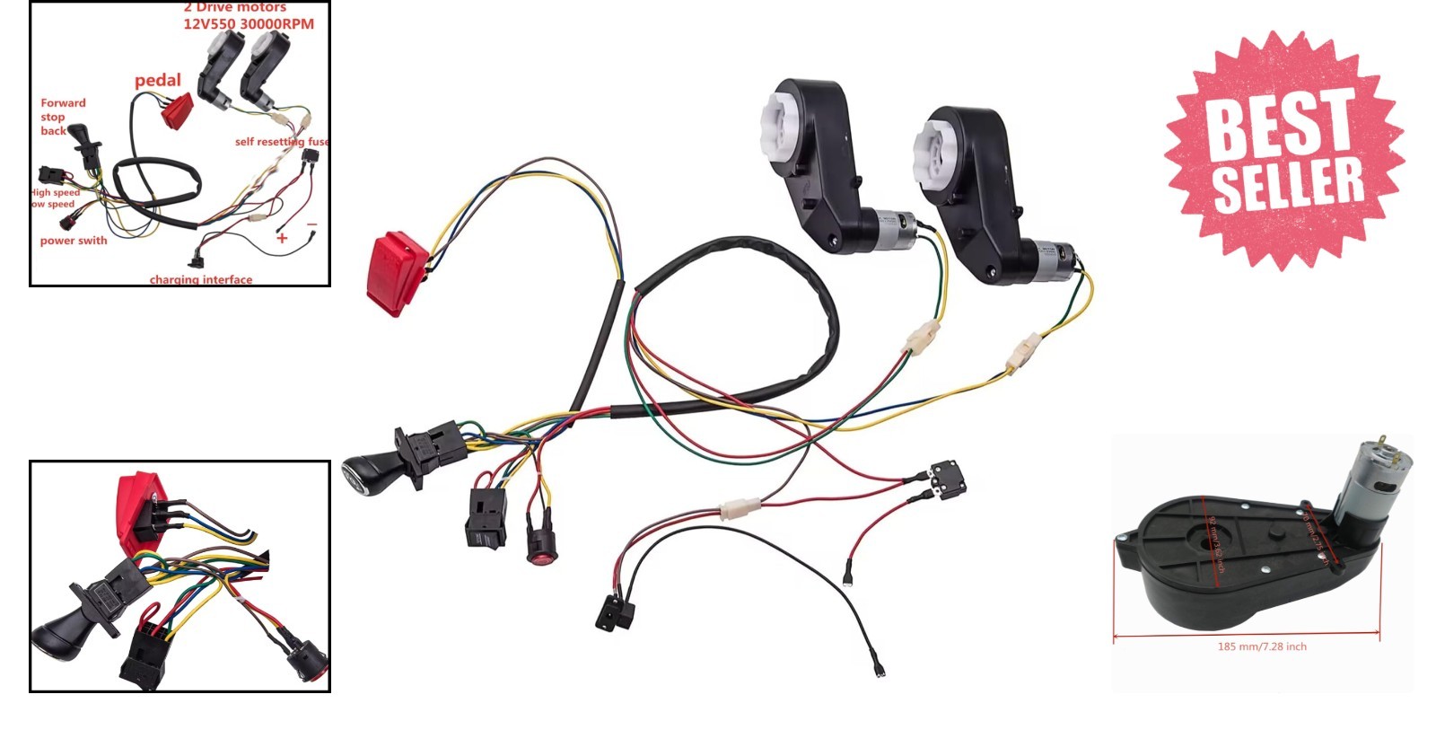 Kids DIY Electric Car Accessory Set – High-Speed Gearbox & Wires Included