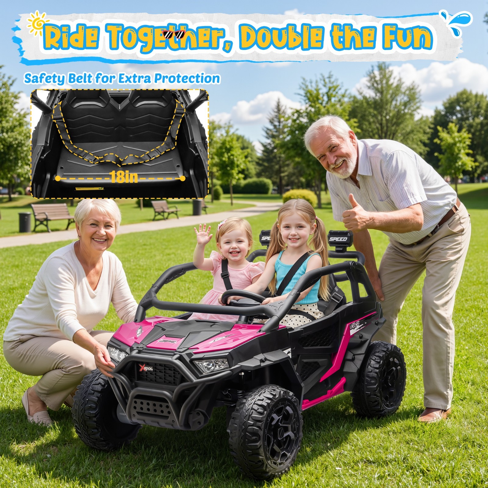 24V 4WD Kids Electric Off-Road UTV with 4-Wheel Suspension, Remote Control, LED