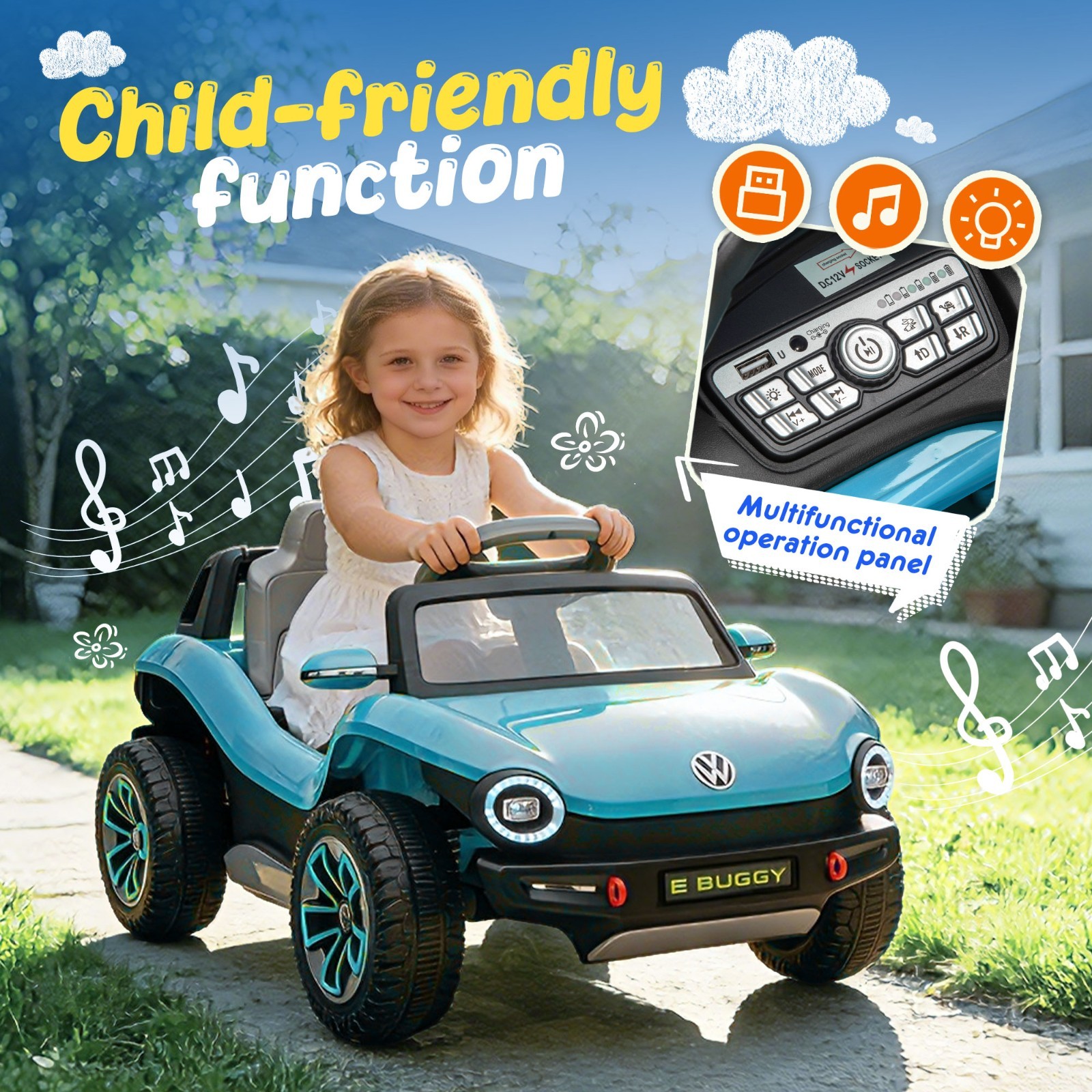 12V Kids Ride on Car Licensed Volkswagen Beetle Electric Toy with Remote Music