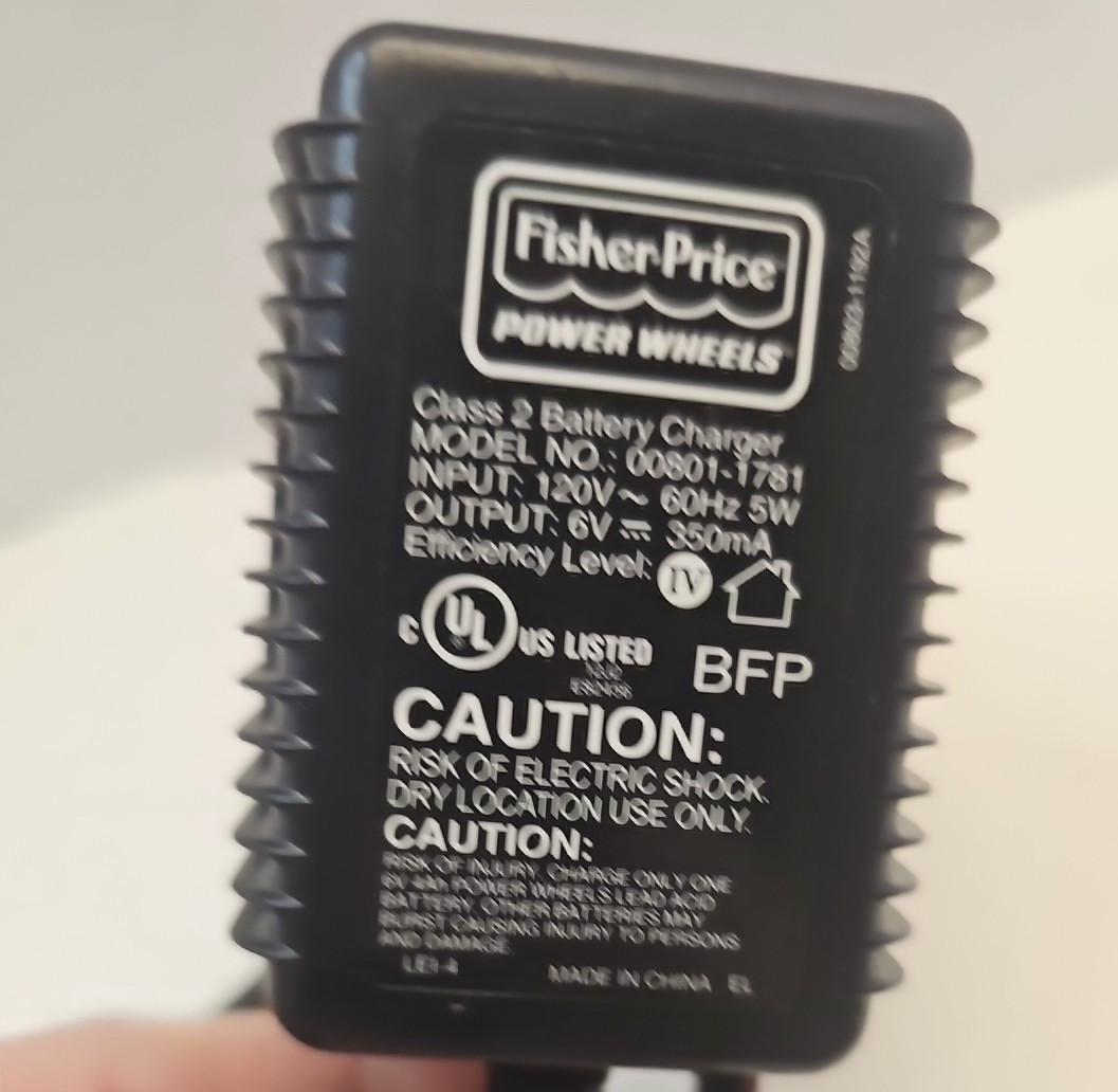 Fisher Price Power Wheels Charger 00801-1781 6V Battery AC Adapter 6 Volt | A1