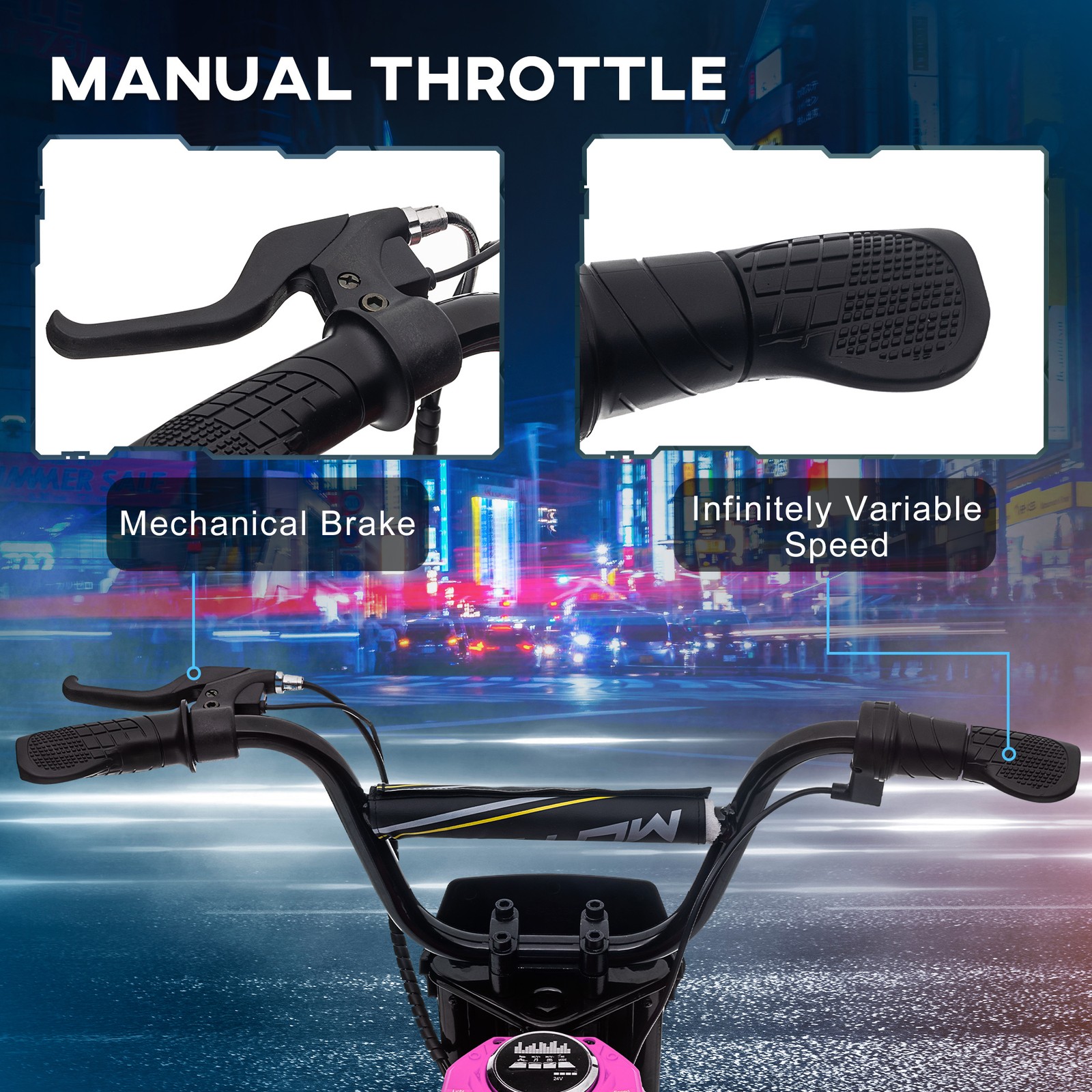 24V 350W 15 MPH Electric Dirt Bike Motorcycle w/ Twist Grip, Pink