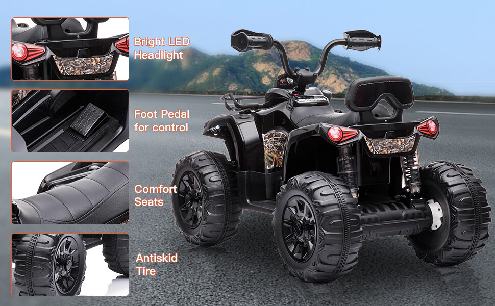 12V Kids Ride On ATV 4-Wheeler Quad Car Electric 2 Speeds w/MP3 + LED Kids Gifts