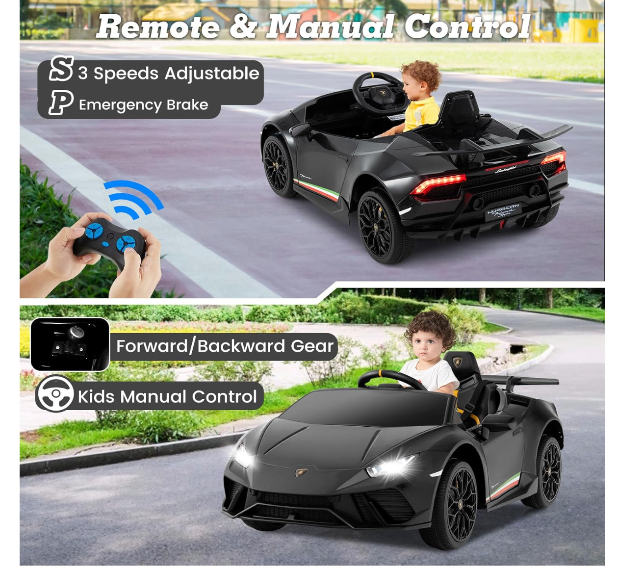 Lamborghini Huracan Ride on Car by INFANS, 12V Kids Electric Vehicle Ba
