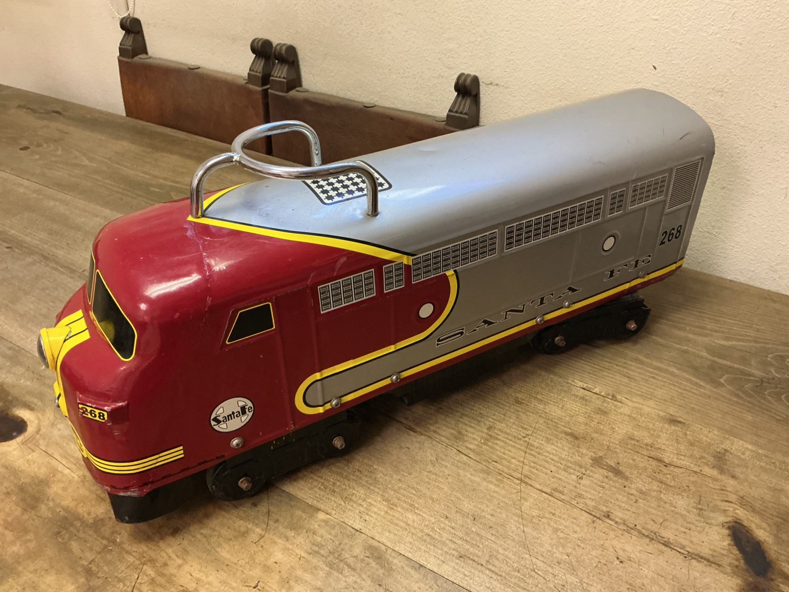 Santa Fe Toddler Ride On Train By Morgan Cycle Discontinued Metal Collectable