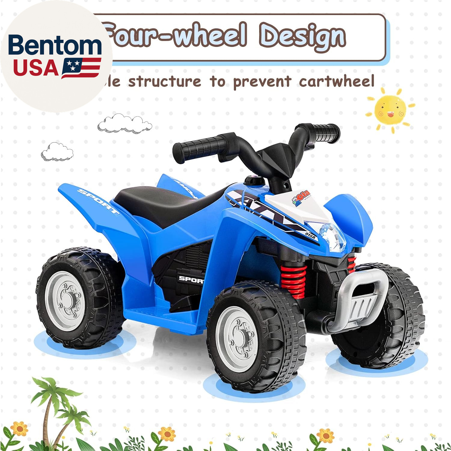 Kids Ride on ATV, 6V Electric Vehicle for Toddlers, 4 Wheeler Battery Powered Mo