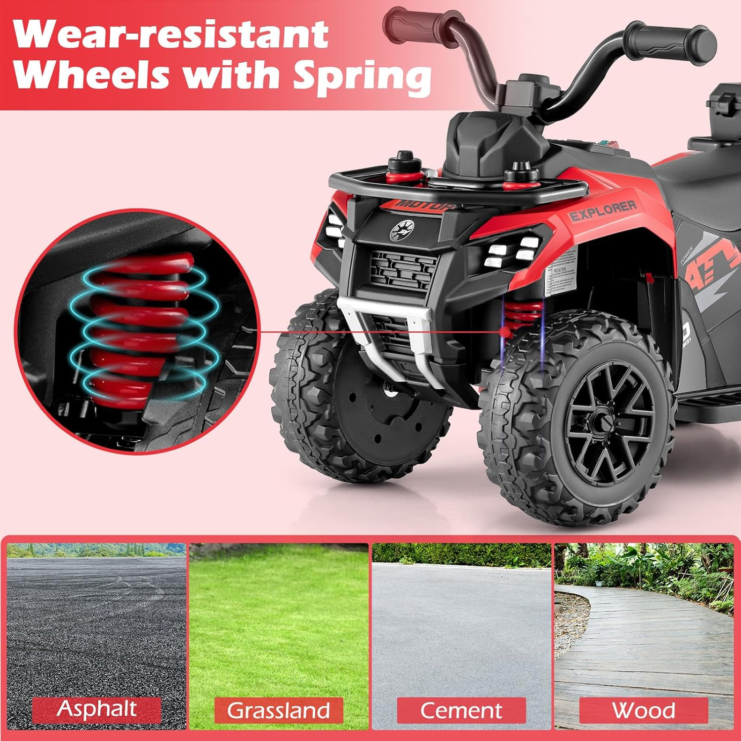 Kids ATV with Spray Function, Remote Control, Storage Trunk, 6V Toddler Ride on