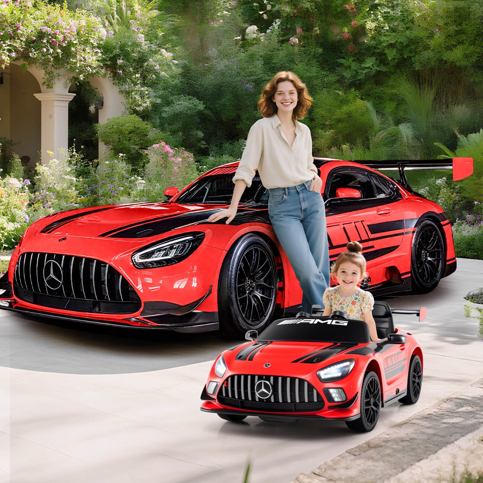 Ride on Car Licensed Mercedes-AMG GT3 Kids Car w/ Remote Control 3 Speeds