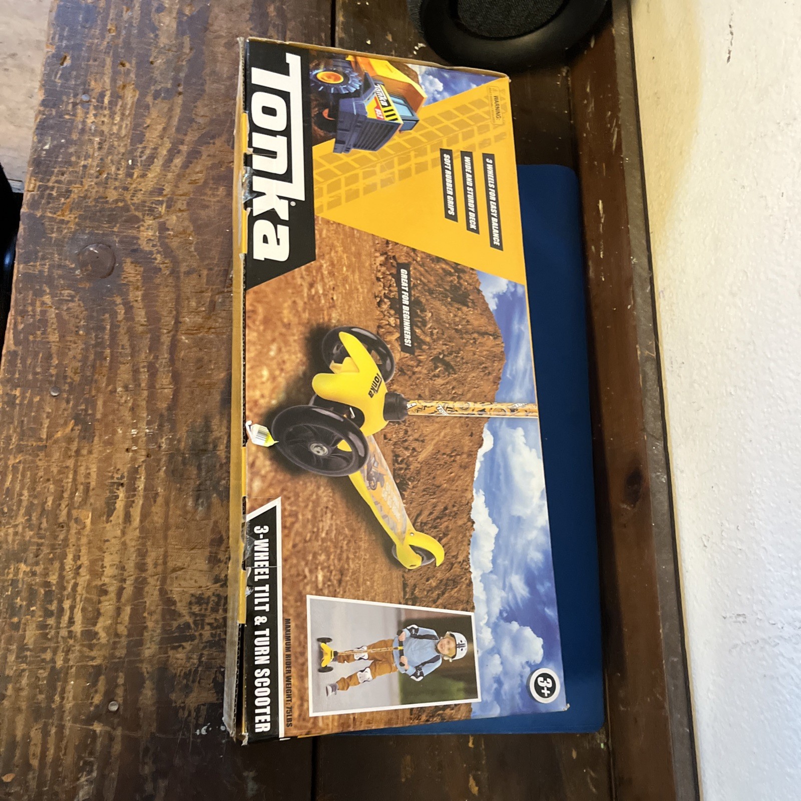 Tonka 3 Wheel Tilt N Turn Outdoor Scooter RARE Cars John Deer Yellow Age 3+ NIB