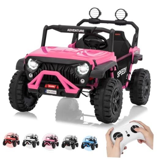 Pink 24V 4WD Pink Ride-On Car for Kids – Fast 4.97MPH Truck – 2 Seats
